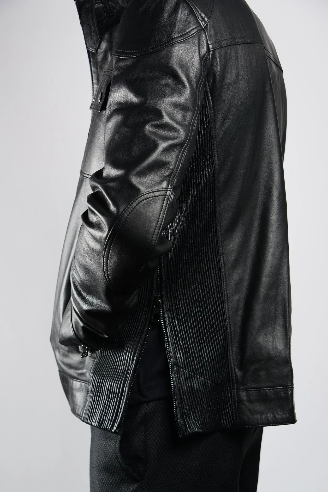 Holloway Stand Up Collar Moto Leather Jacket