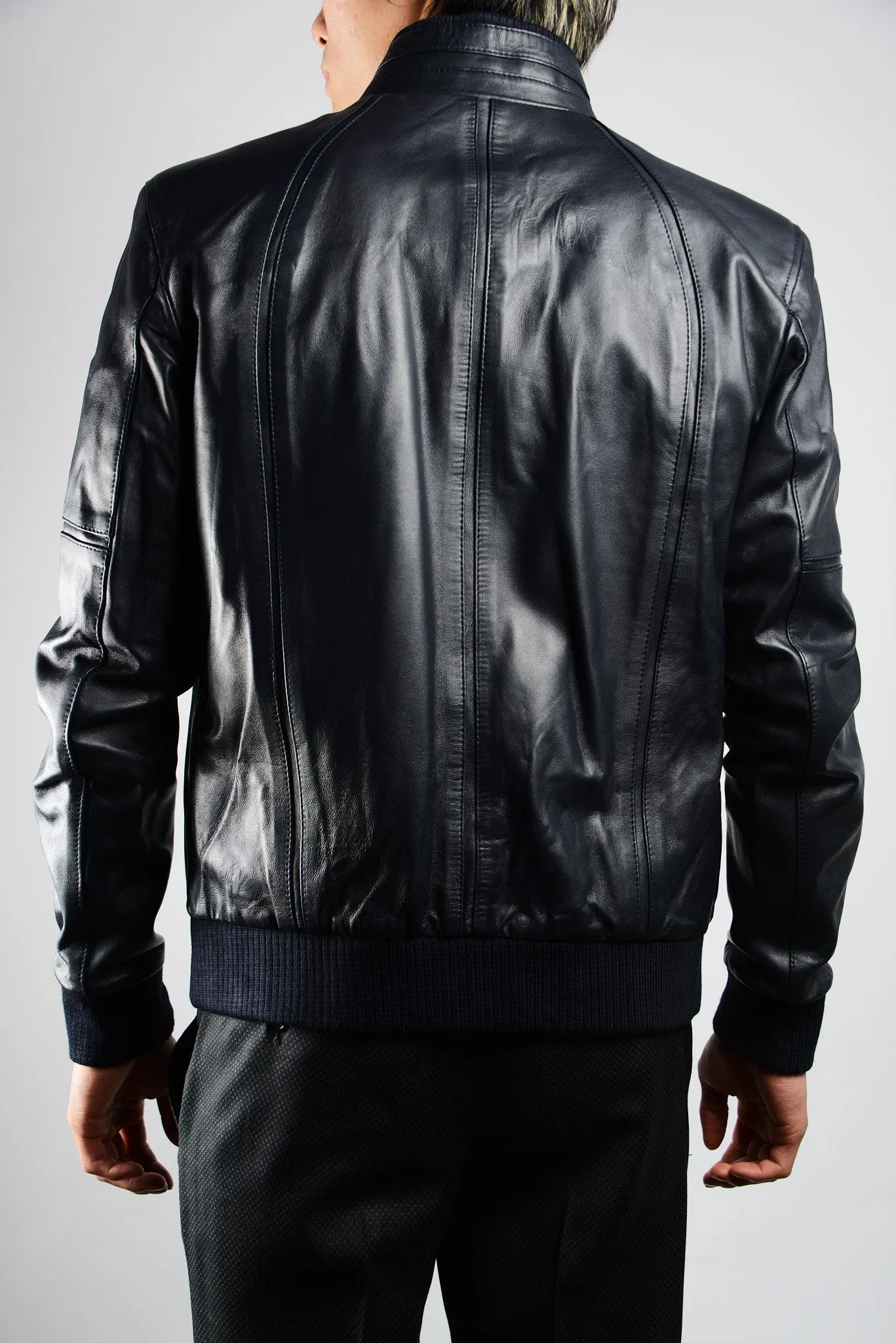 Holloway Stand Up Collar Moto Leather Jacket