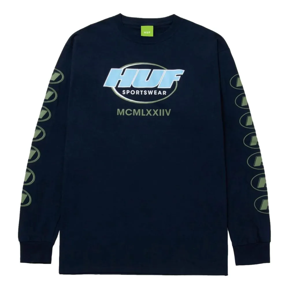 HUF WARM UP L/S TEE-NAVY