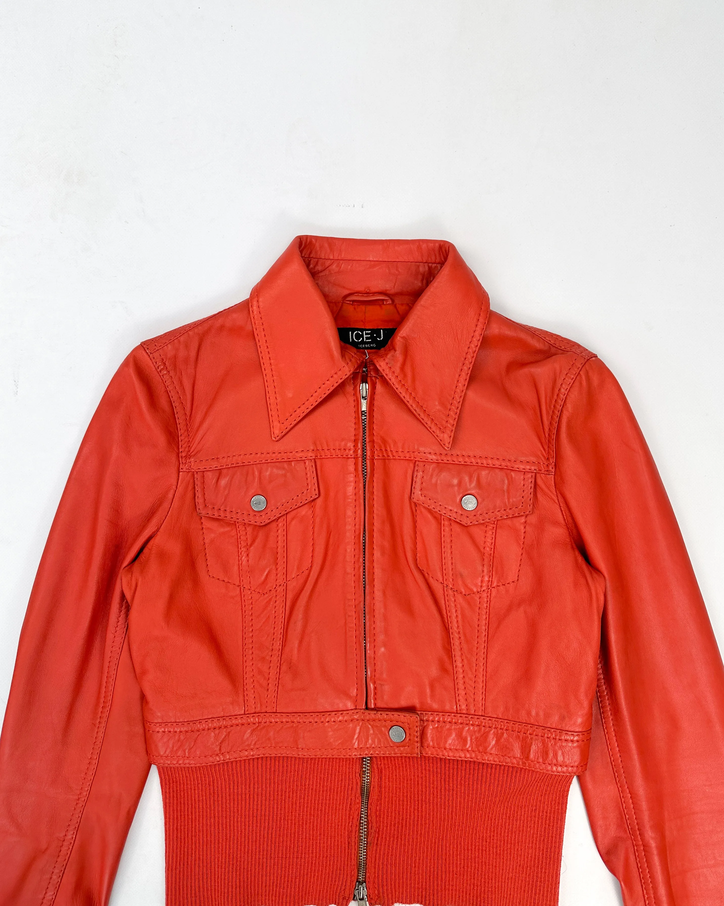 Ice J by Iceberg Red Leather Jacket 2000's