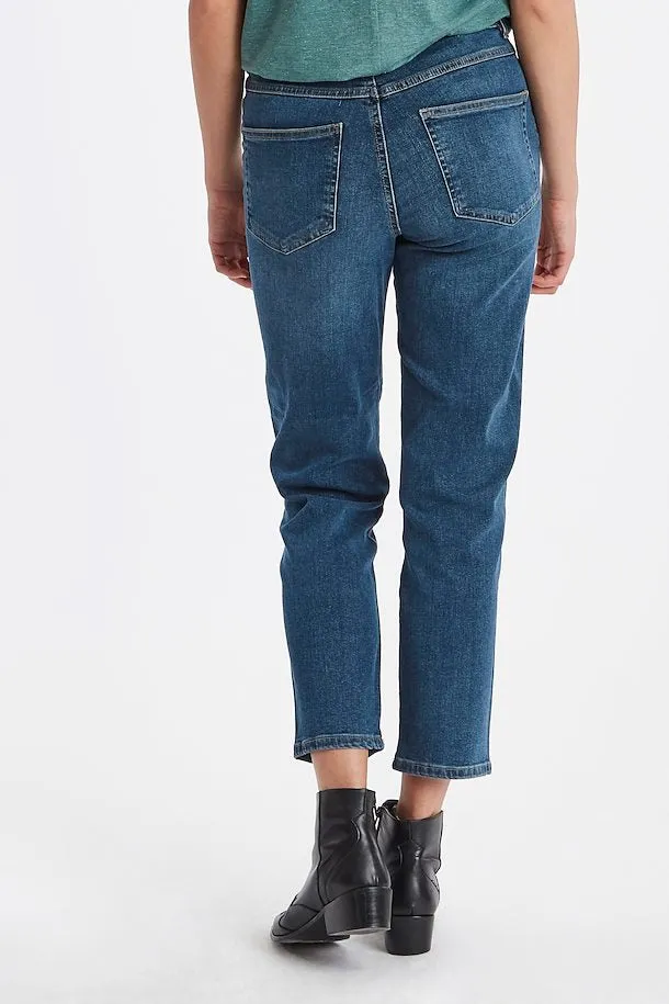 Ichi Twiggy Cropped Jeans-Medium Blue-20110967