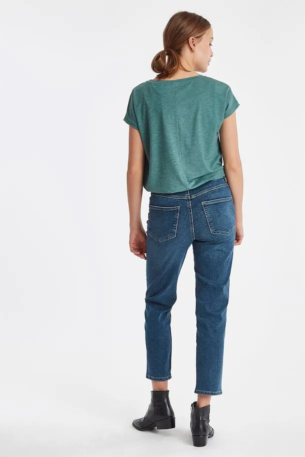 Ichi Twiggy Cropped Jeans-Medium Blue-20110967