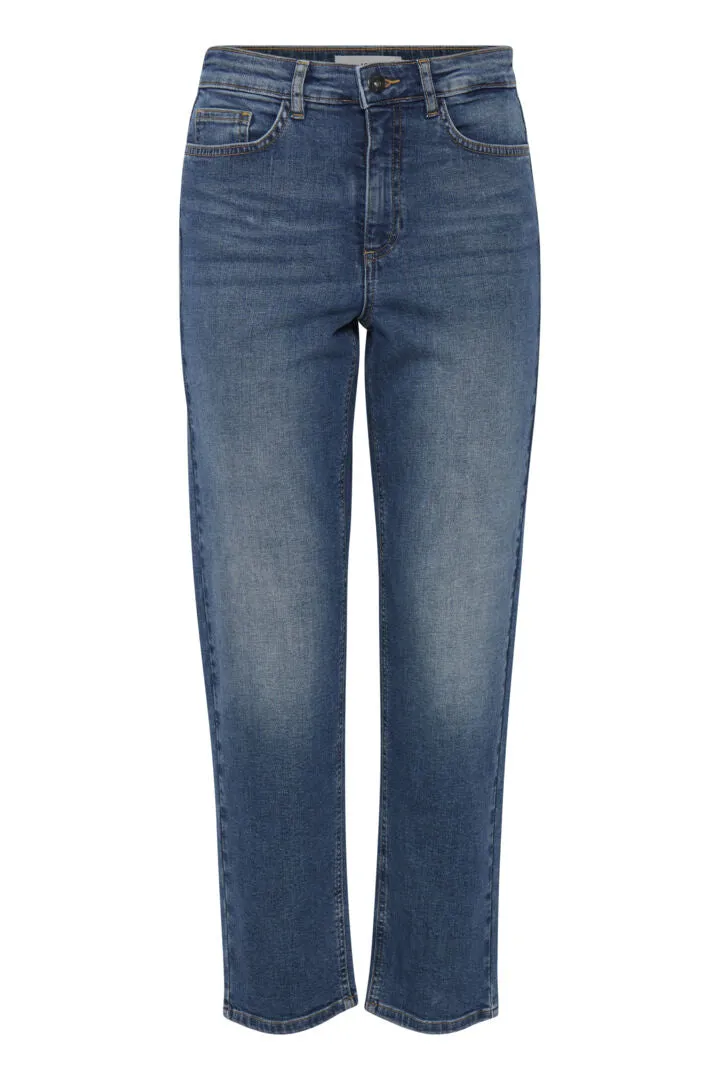 Ichi Twiggy Cropped Jeans-Medium Blue-20110967