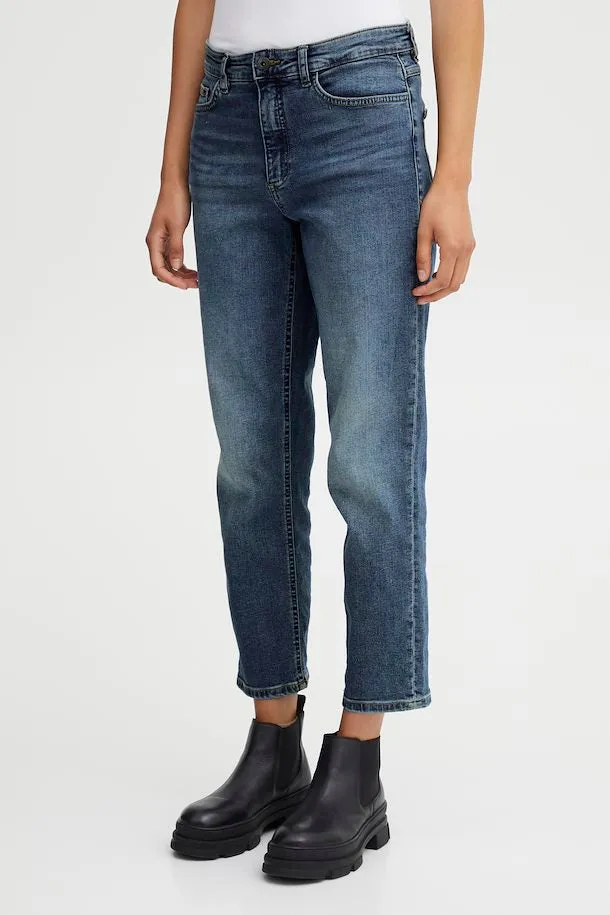 Ichi Twiggy Cropped Jeans-Medium Blue-20110967