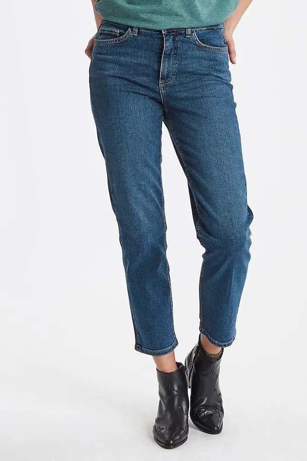 Ichi Twiggy Cropped Jeans-Medium Blue-20110967