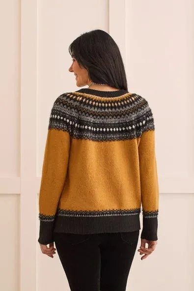 Intarsia Crew Neck Sweater