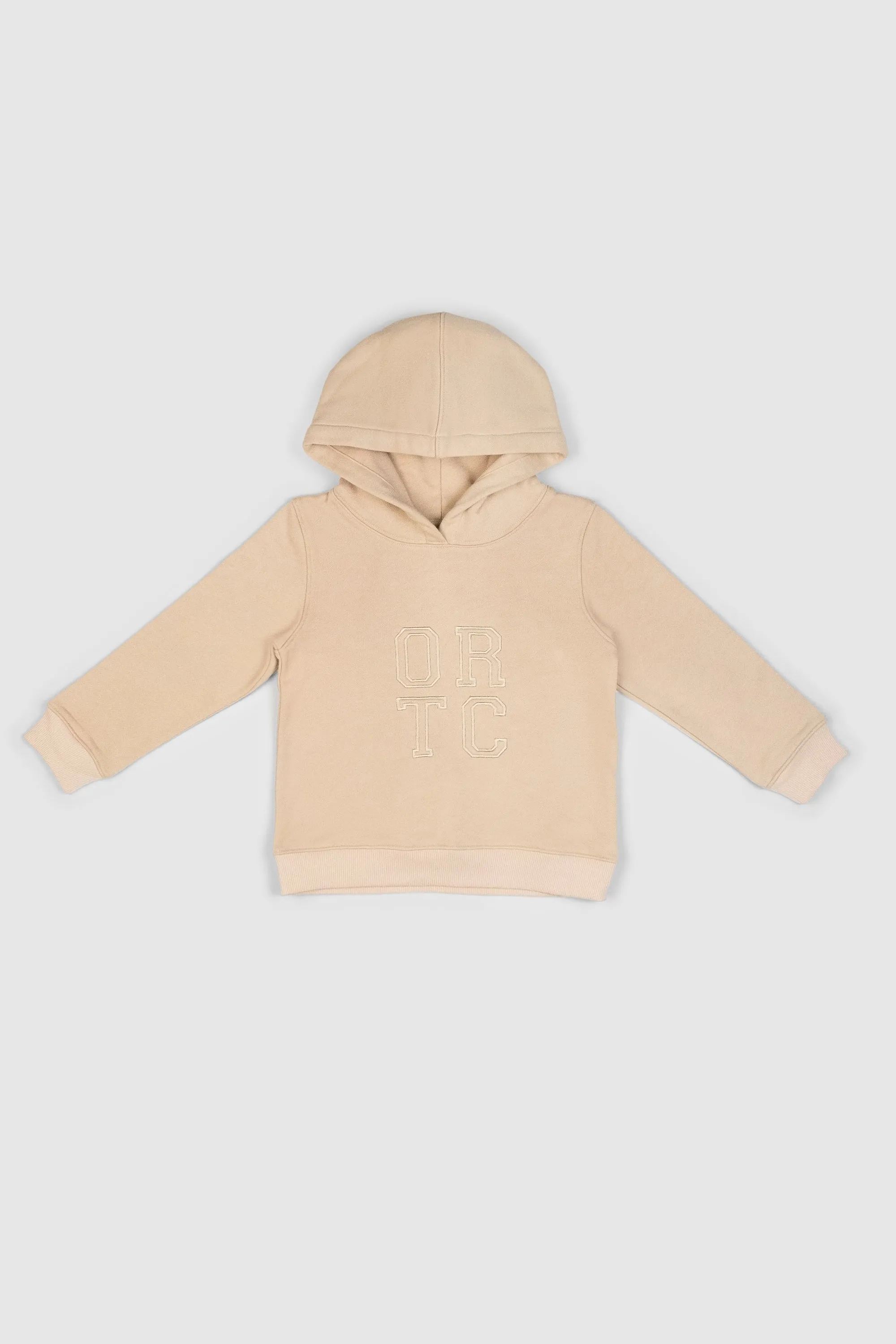 Jnr Stacked Logo Hoodie Taupe