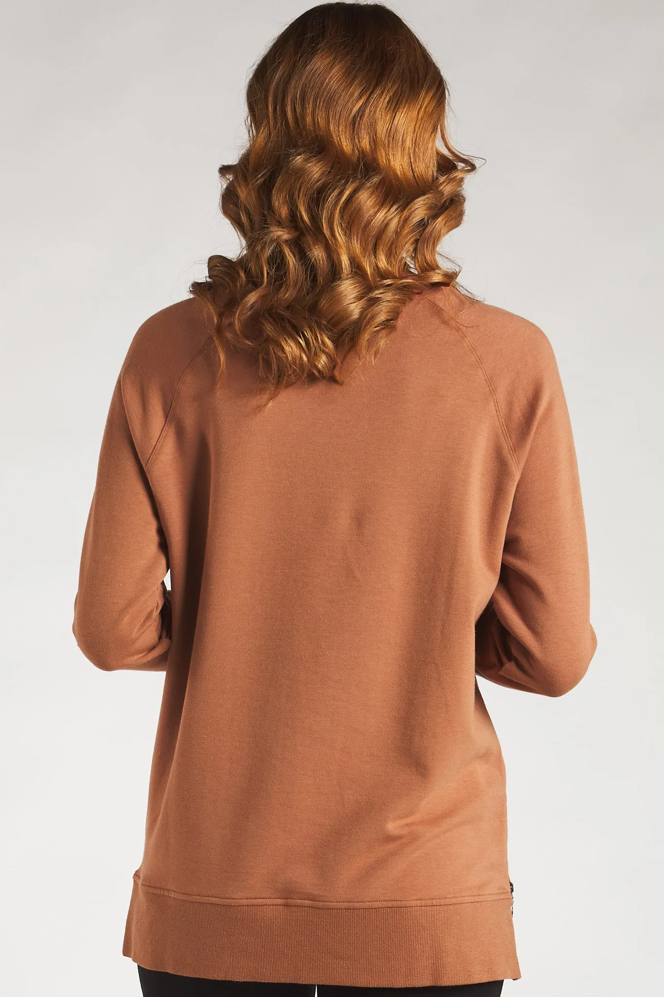 Kamea Side-Zip Bamboo Fleece Sweatshirt - Warm Brown