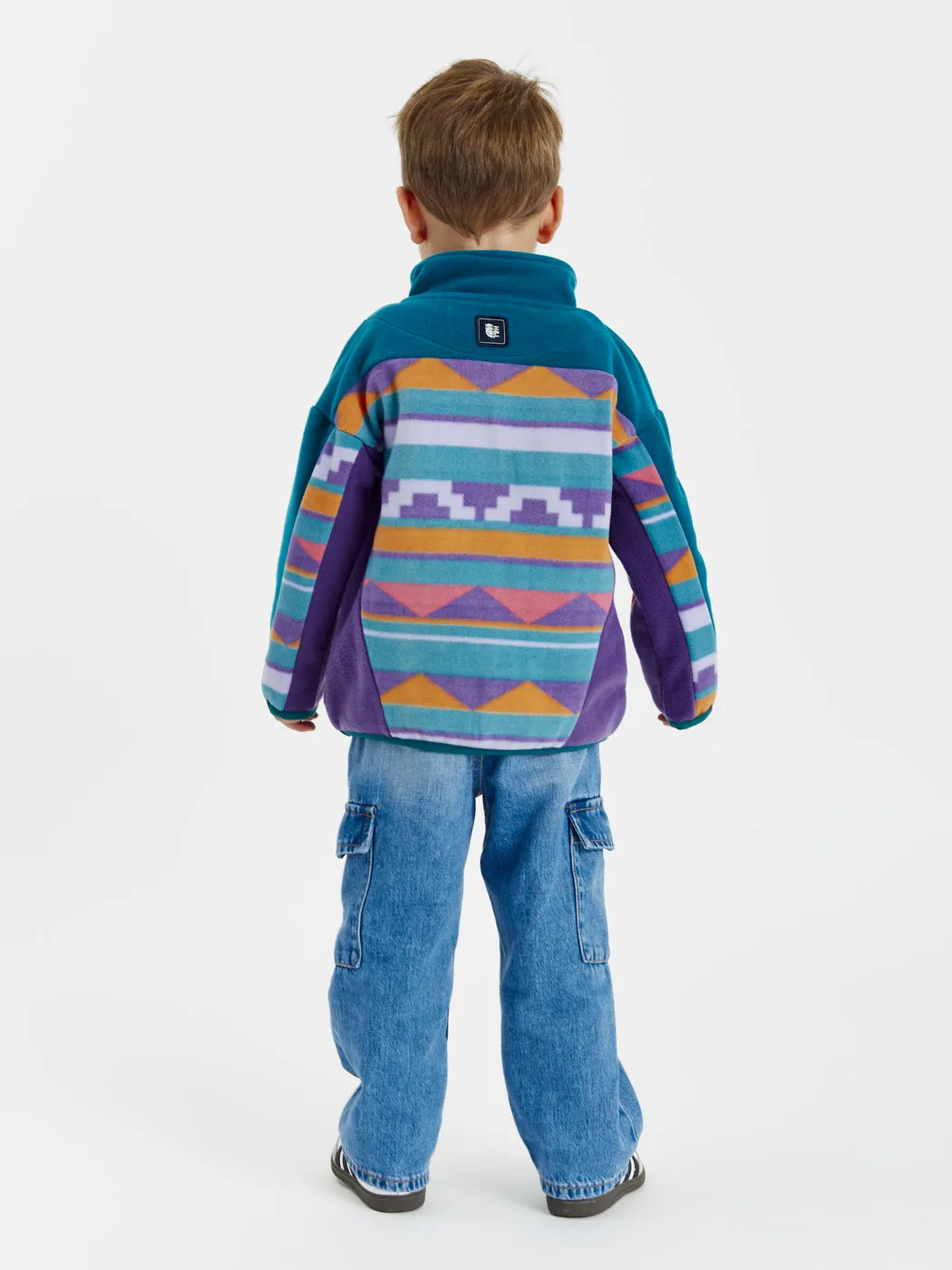 Kids Abelia Retro Pattern 1/4 Zip Fleece