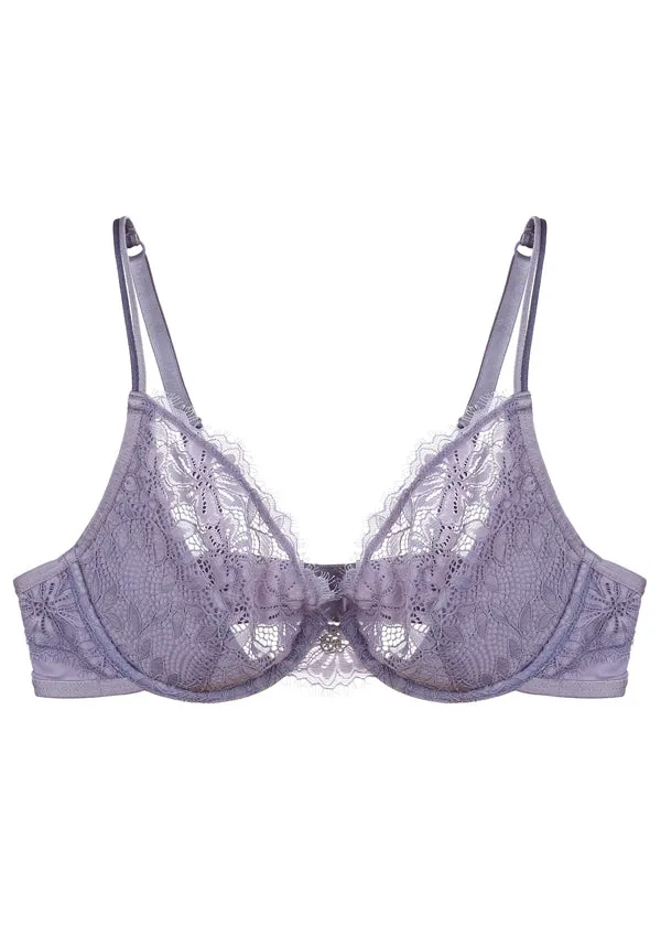 LAREINA Plus Sexy Lace Comfortable Unlined Demi Bra