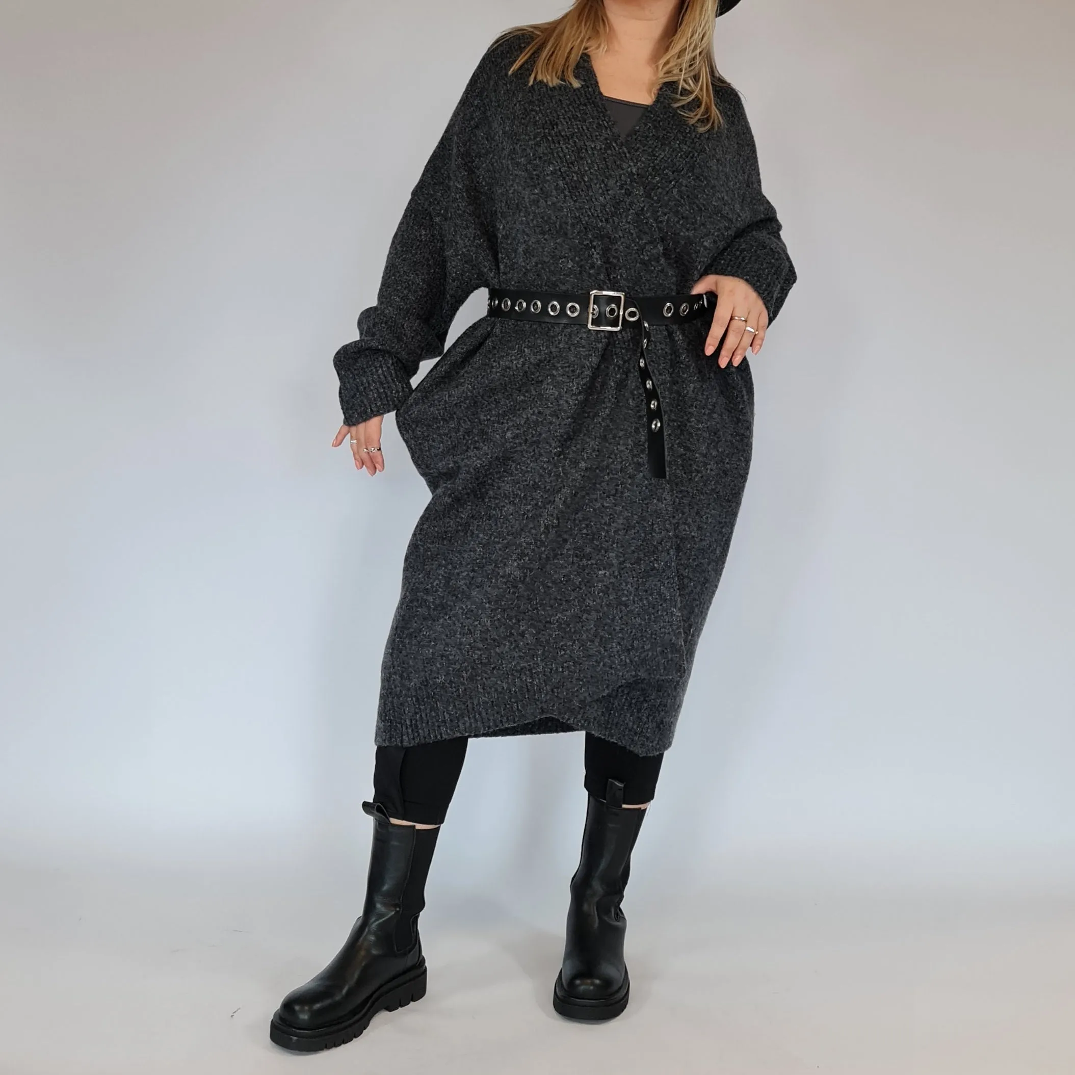 Lazy Keep Warm Chunky Dusky Goth Cardigan