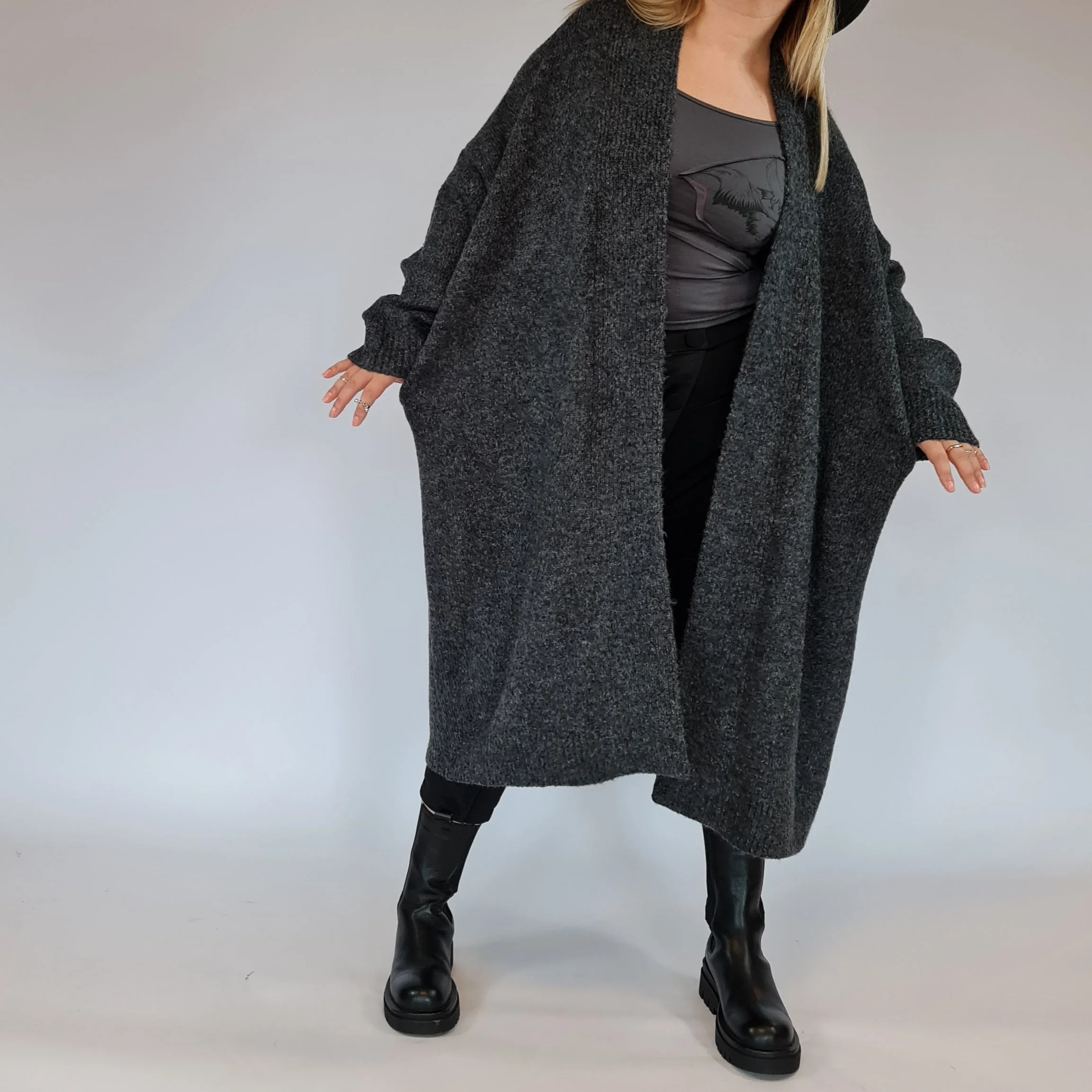 Lazy Keep Warm Chunky Dusky Goth Cardigan