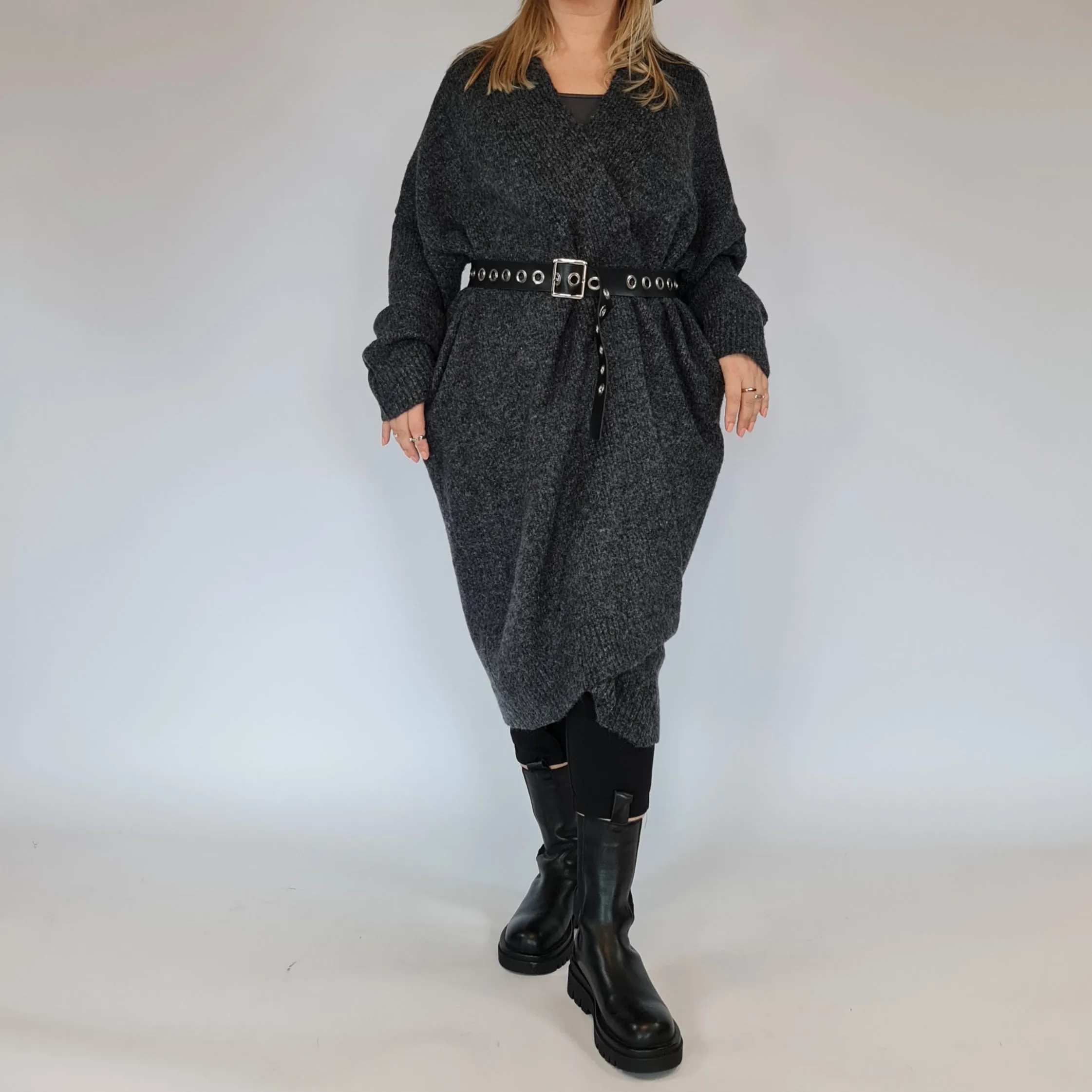 Lazy Keep Warm Chunky Dusky Goth Cardigan