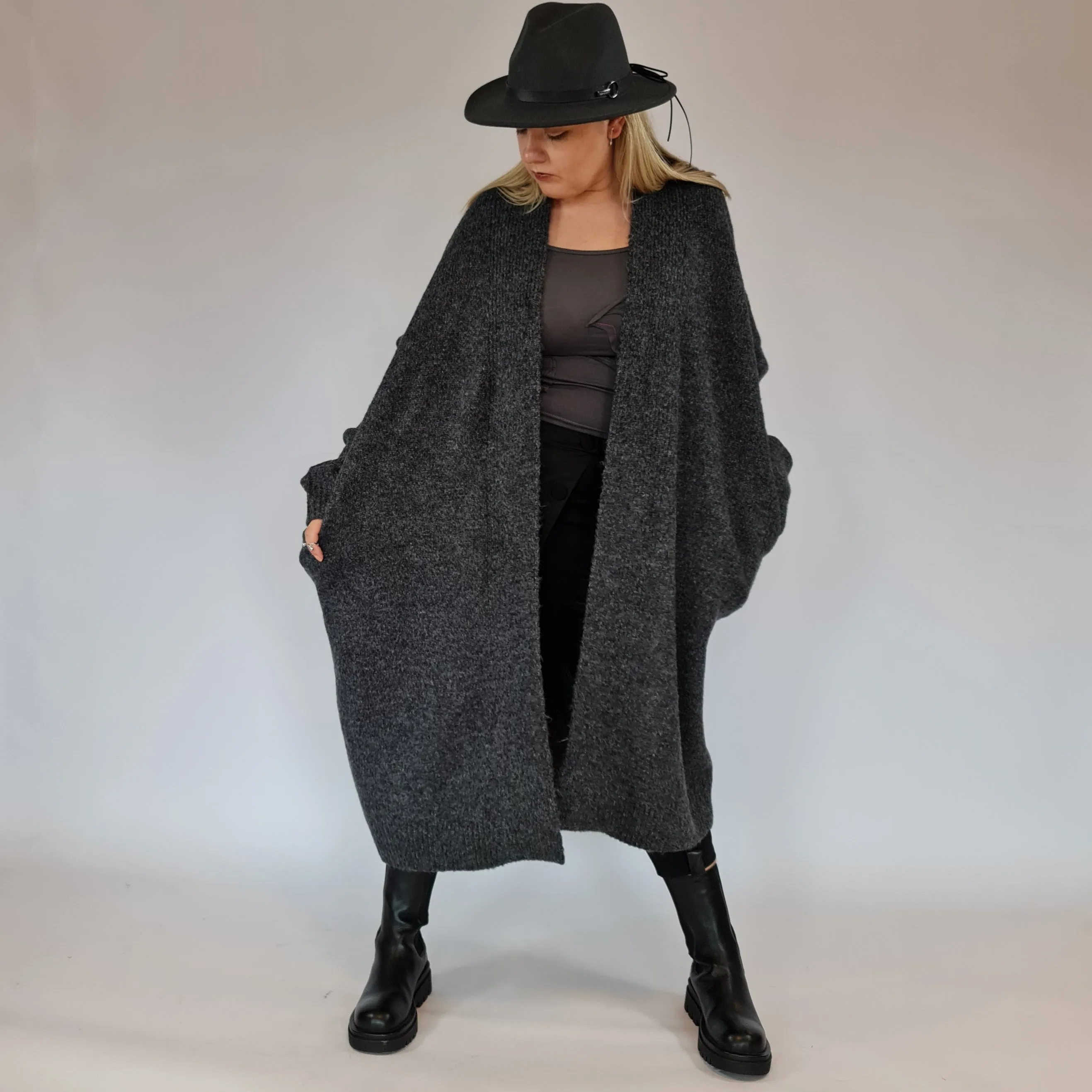 Lazy Keep Warm Chunky Dusky Goth Cardigan