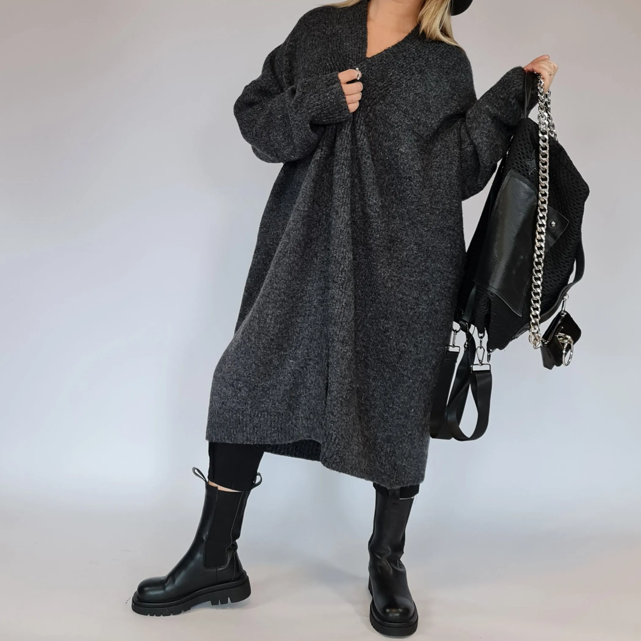 Lazy Keep Warm Chunky Dusky Goth Cardigan