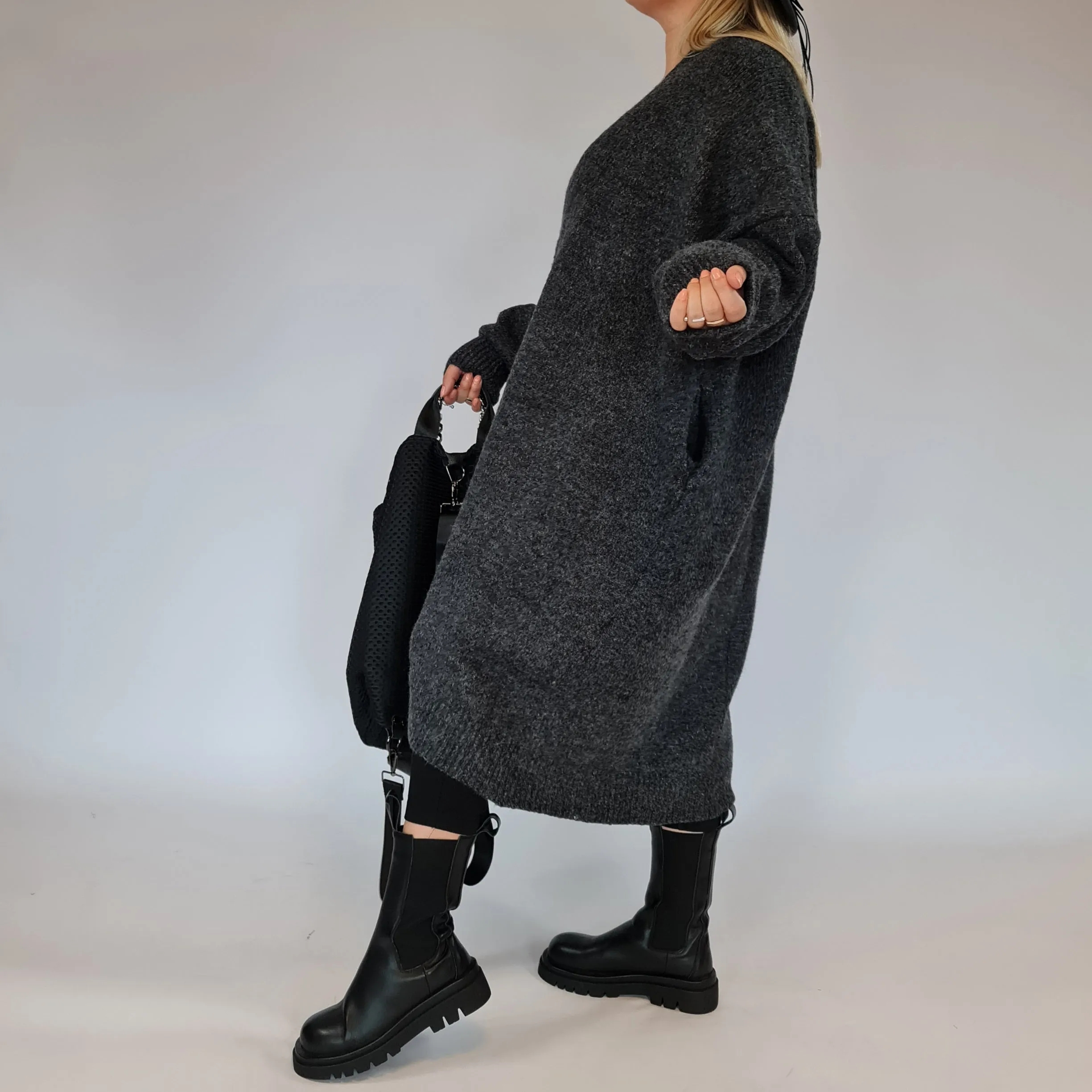 Lazy Keep Warm Chunky Dusky Goth Cardigan