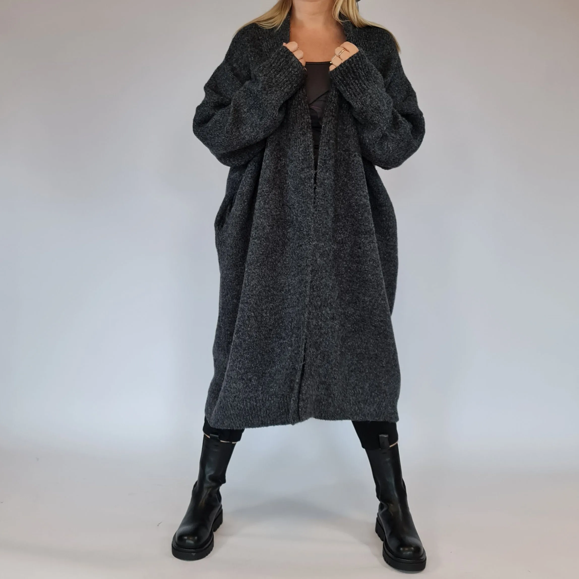 Lazy Keep Warm Chunky Dusky Goth Cardigan