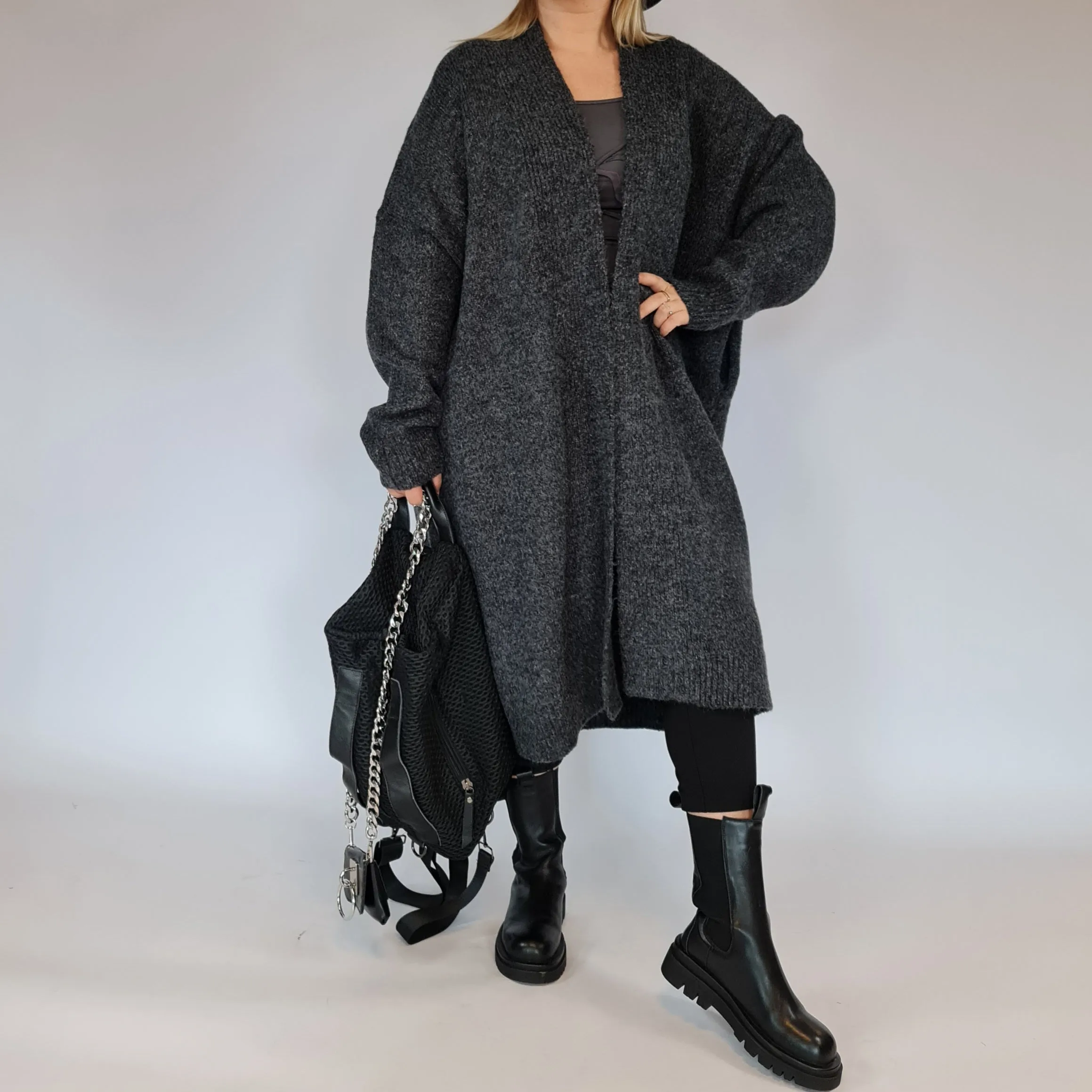 Lazy Keep Warm Chunky Dusky Goth Cardigan