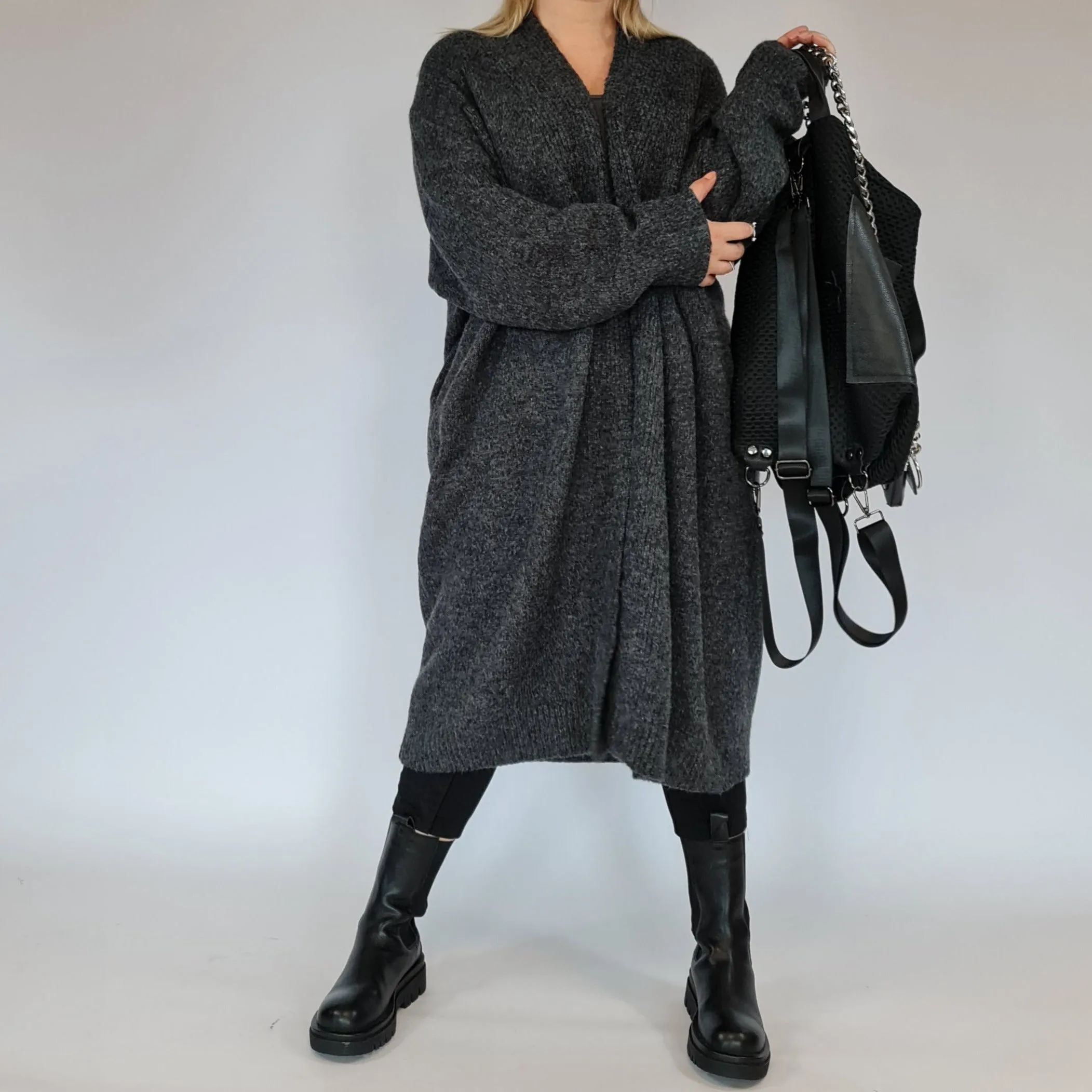 Lazy Keep Warm Chunky Dusky Goth Cardigan