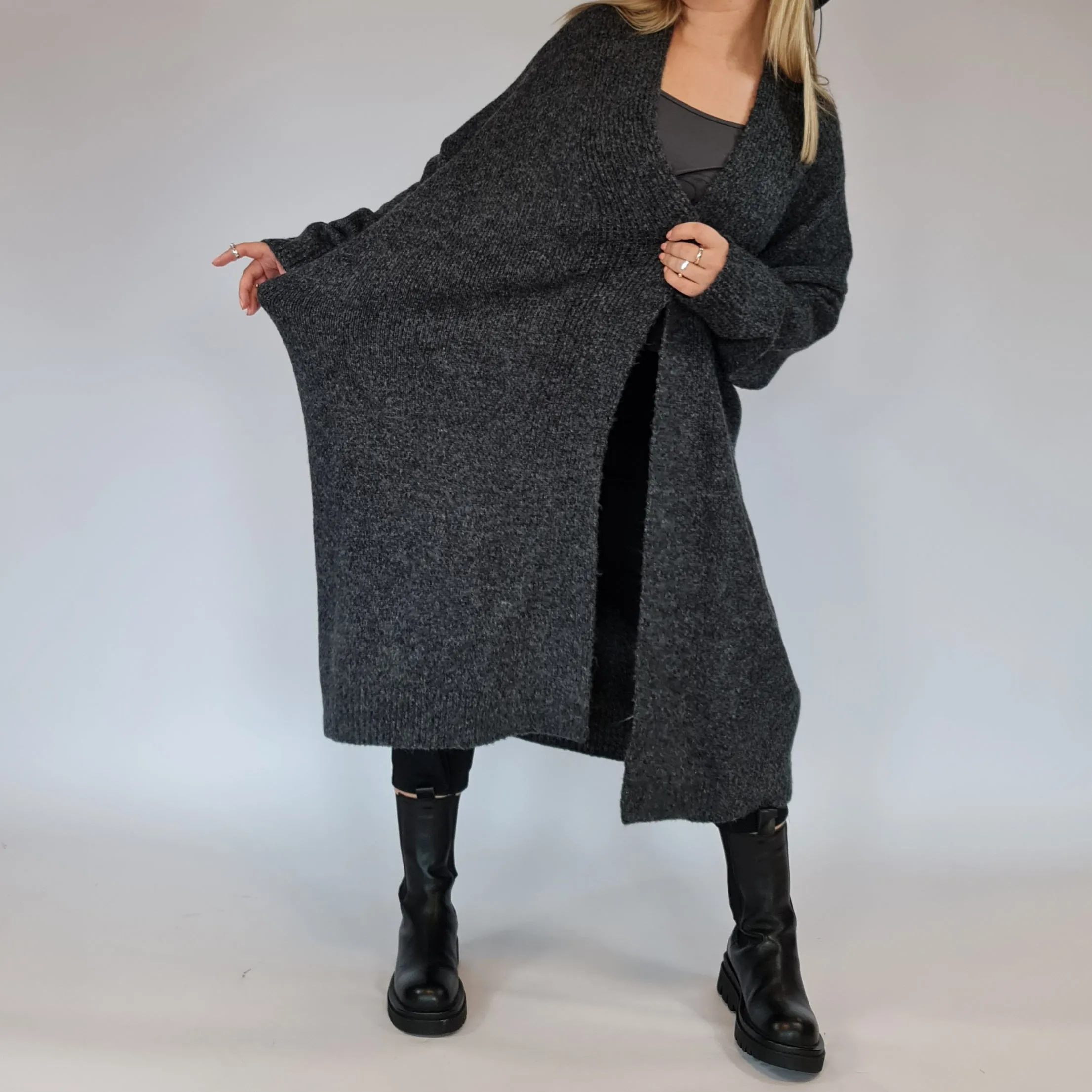 Lazy Keep Warm Chunky Dusky Goth Cardigan