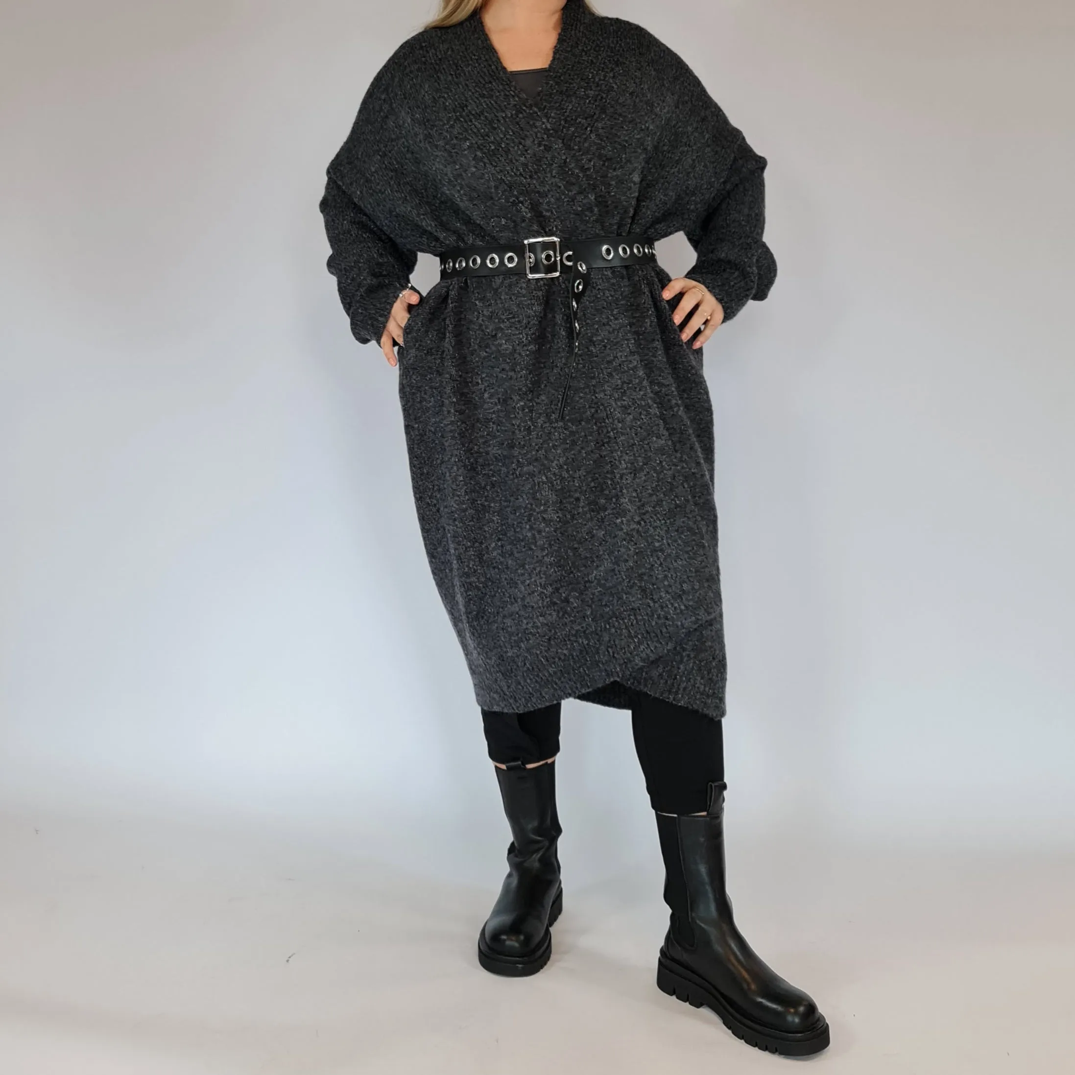 Lazy Keep Warm Chunky Dusky Goth Cardigan