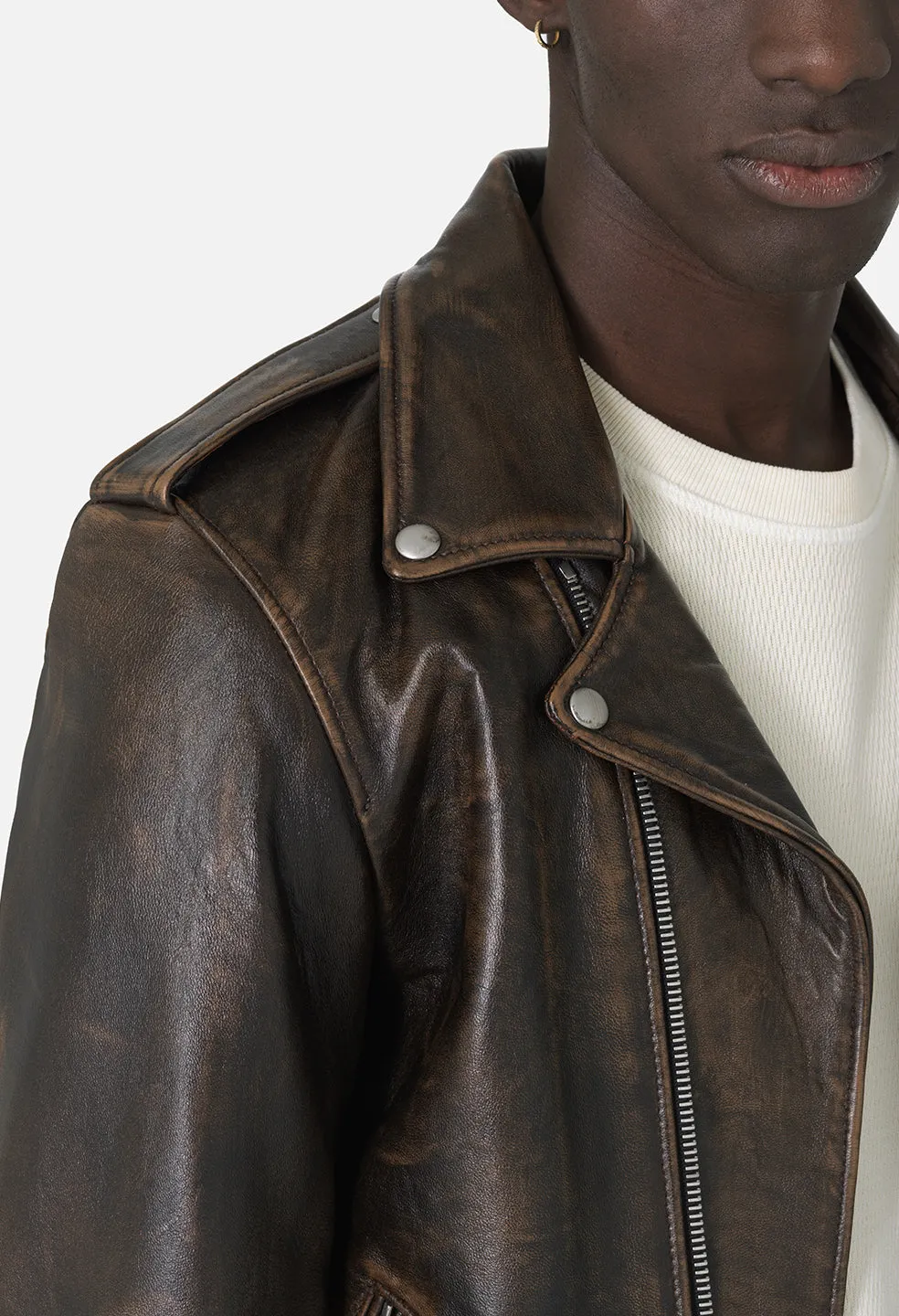 Leather Moto Jacket  / Tobacco