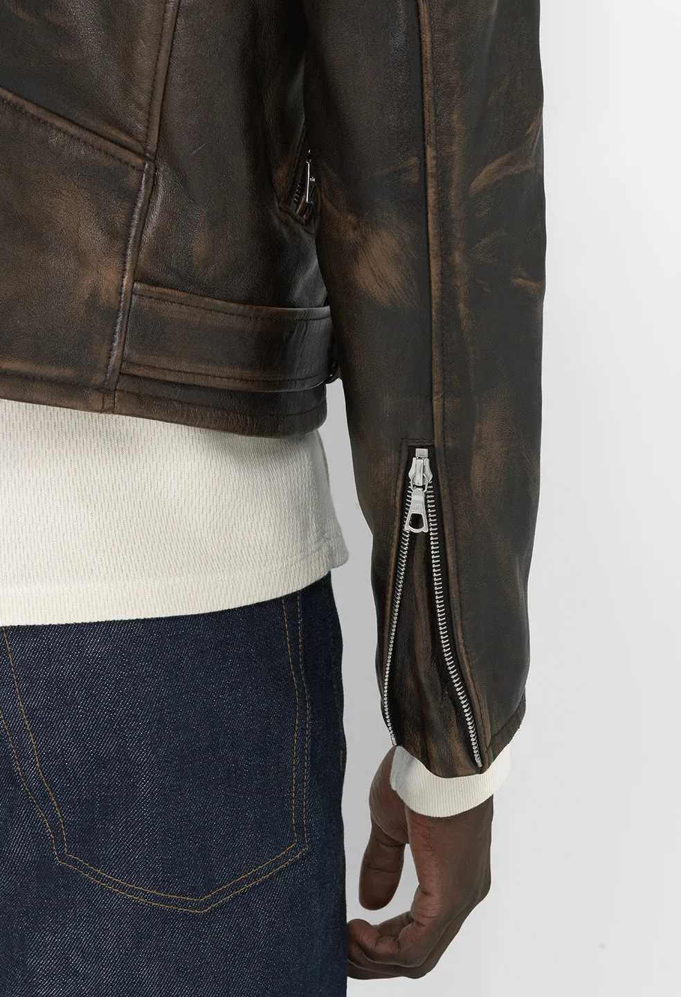 Leather Moto Jacket  / Tobacco