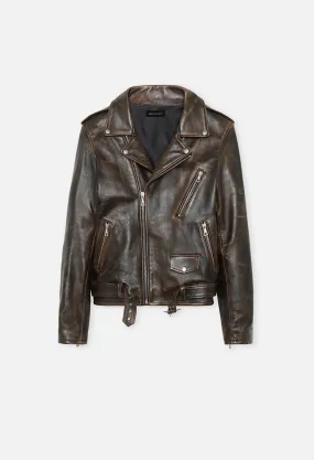 Leather Moto Jacket  / Tobacco