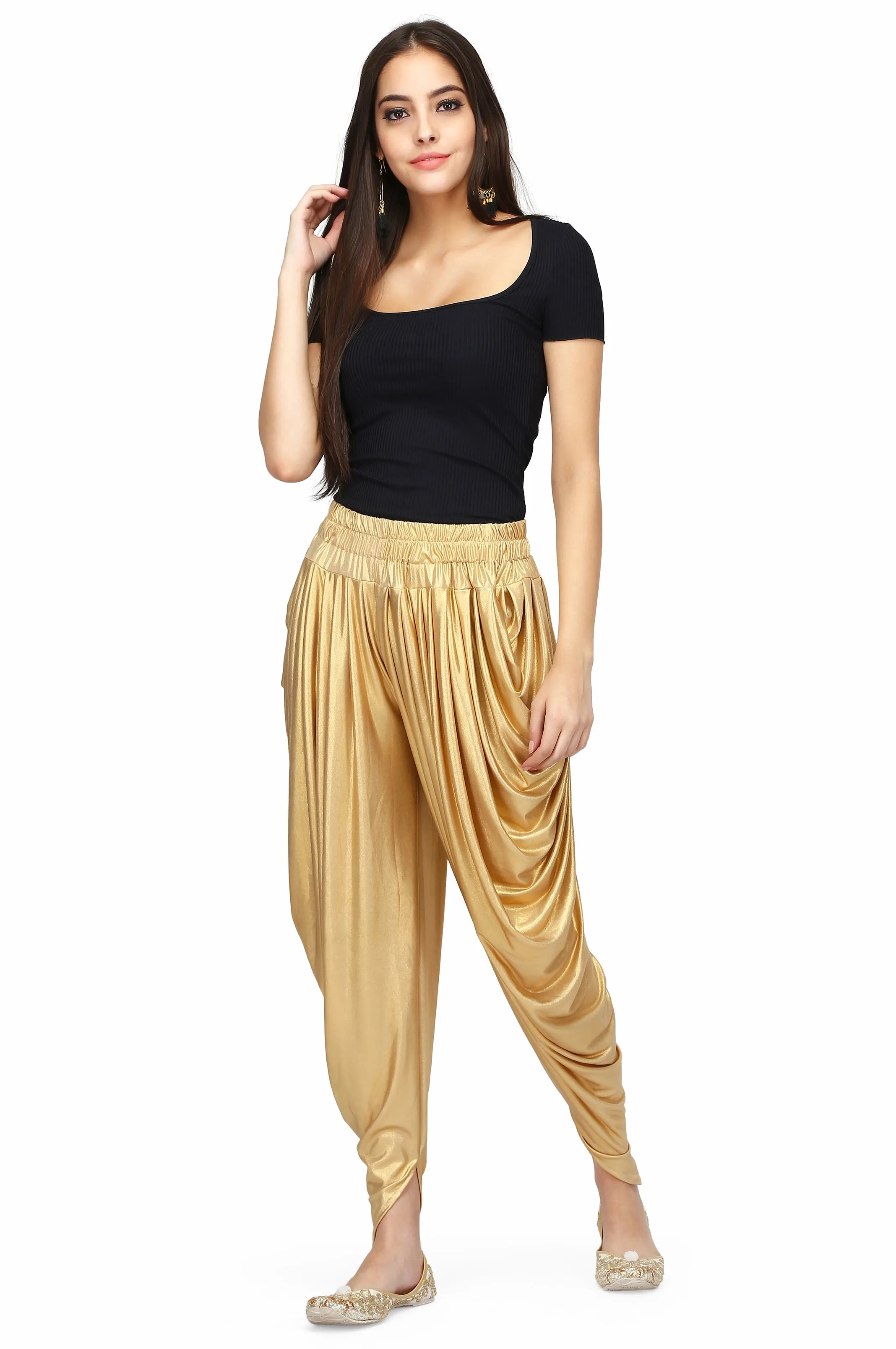 Legis Shimmer Blend Relaxed Comfortable Dhoti Pants Yoga Fitness Active Wear for Women Dance - Free Size