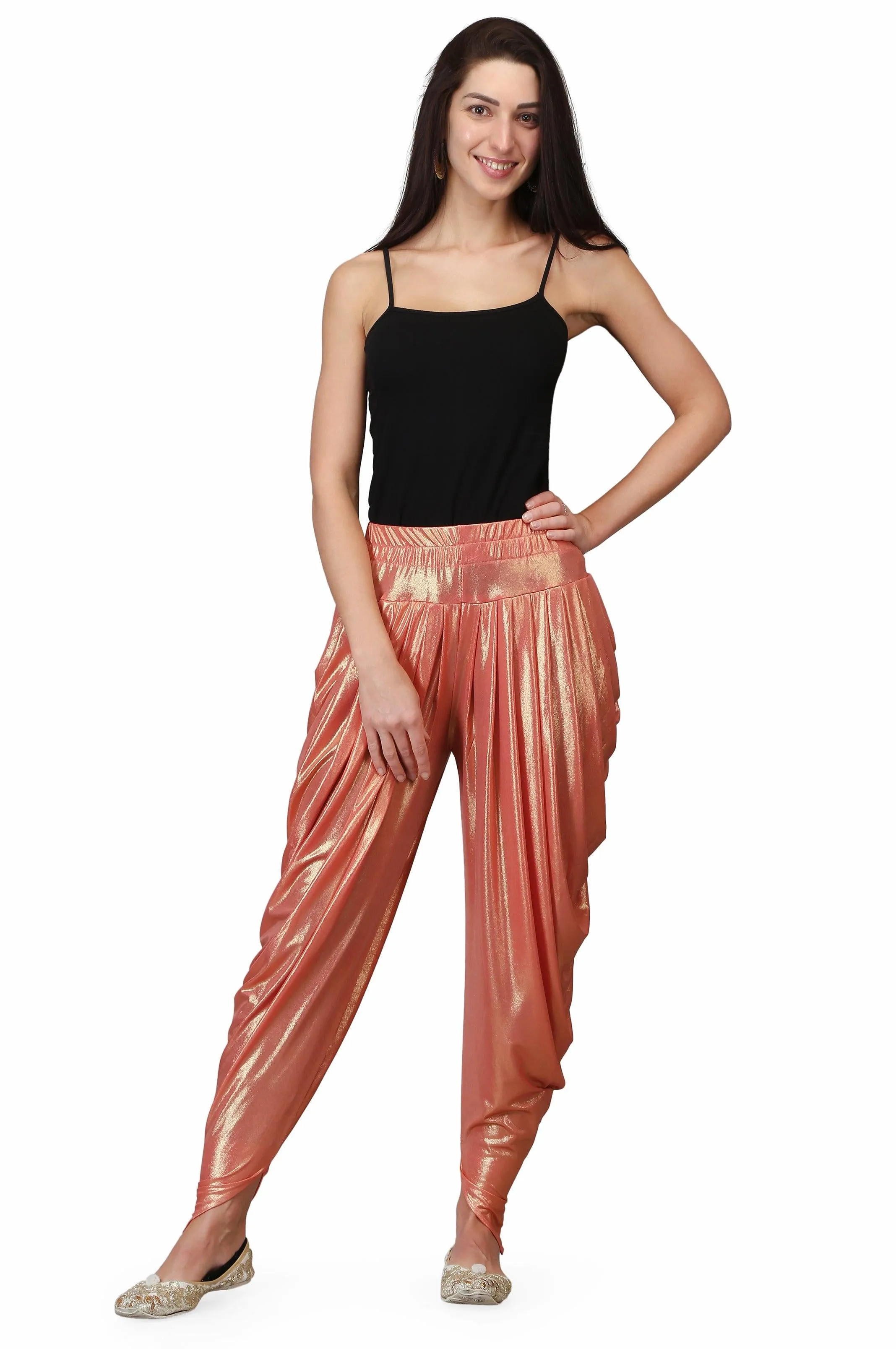 Legis Shimmer Blend Relaxed Comfortable Dhoti Pants Yoga Fitness Active Wear for Women Dance - Free Size