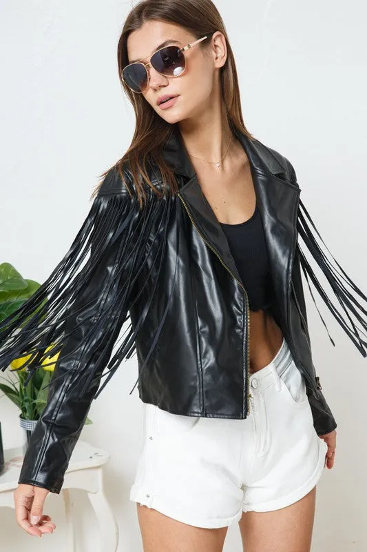 Leon Faux Leather Moto Fringe Jacket [ONLINE EXCLUSIVE]