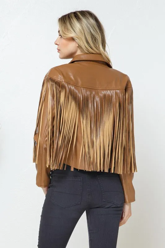 Leon Faux Leather Moto Fringe Jacket [ONLINE EXCLUSIVE]