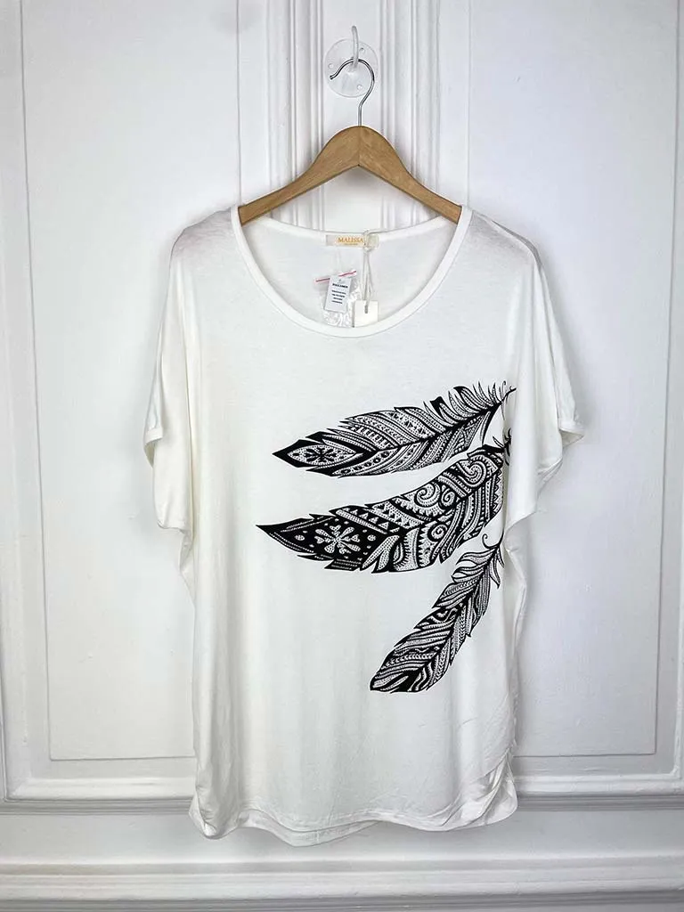 Malissa J Feather Tee - Warm White