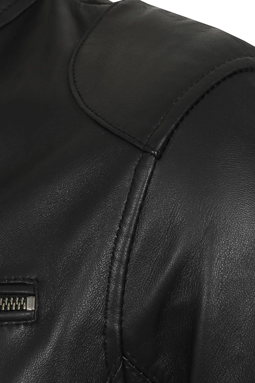 Men's Black Genuine Classic Stylish Leather Jacket  - 'PETER'