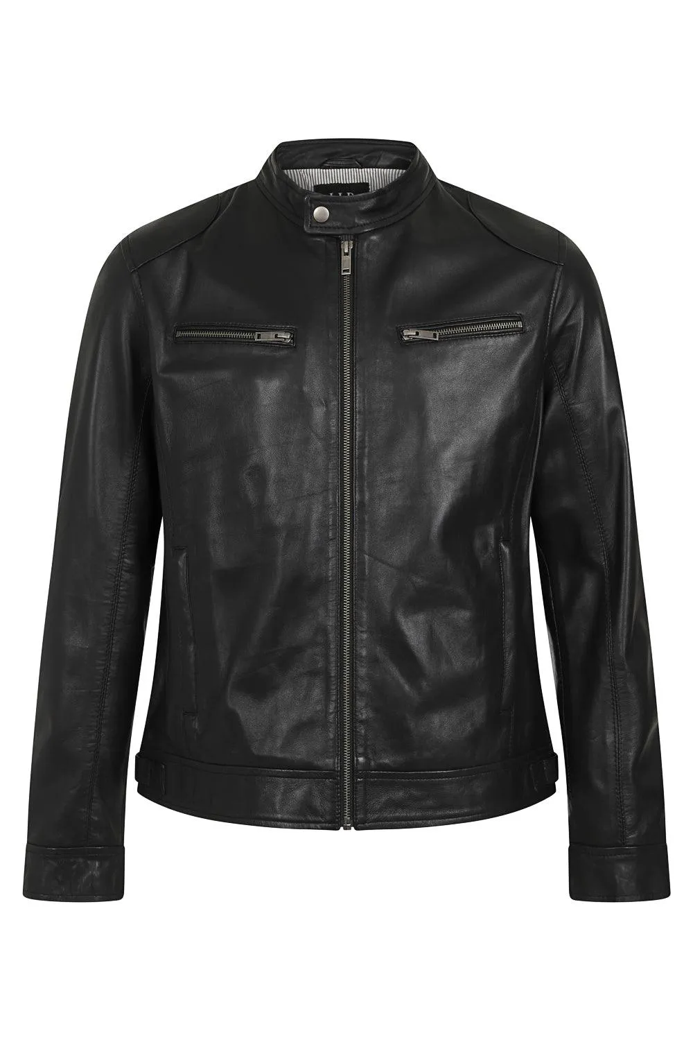 Men's Black Genuine Classic Stylish Leather Jacket  - 'PETER'