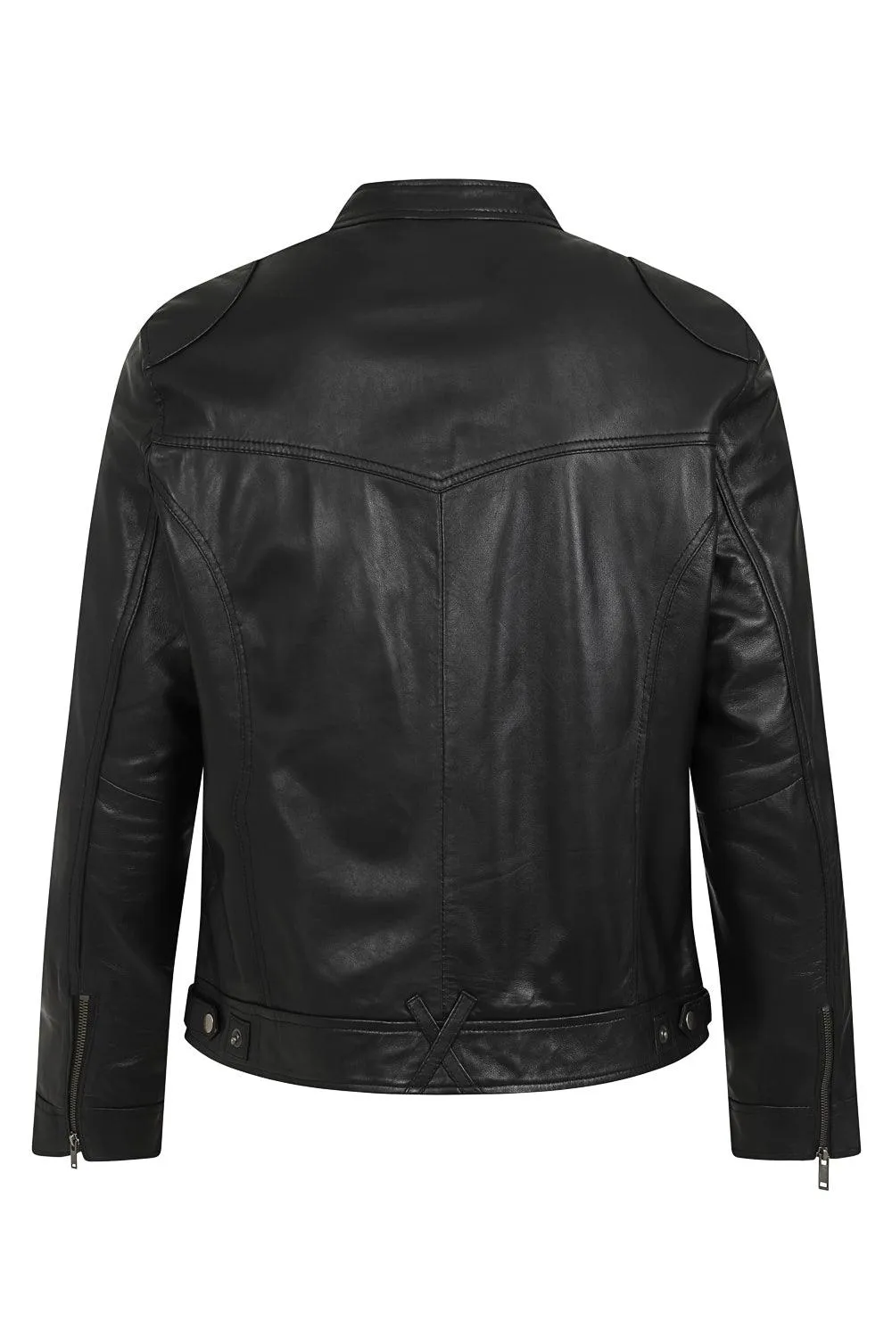 Men's Black Genuine Classic Stylish Leather Jacket  - 'PETER'