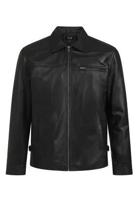 Men's Classic Style Black Leather Jacket for Everyday Wear  - JIMMY