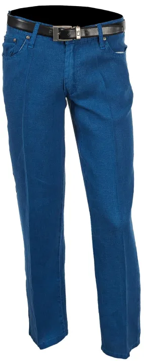 Men's Linen Slim Fit Jeans color Cobalt Blue