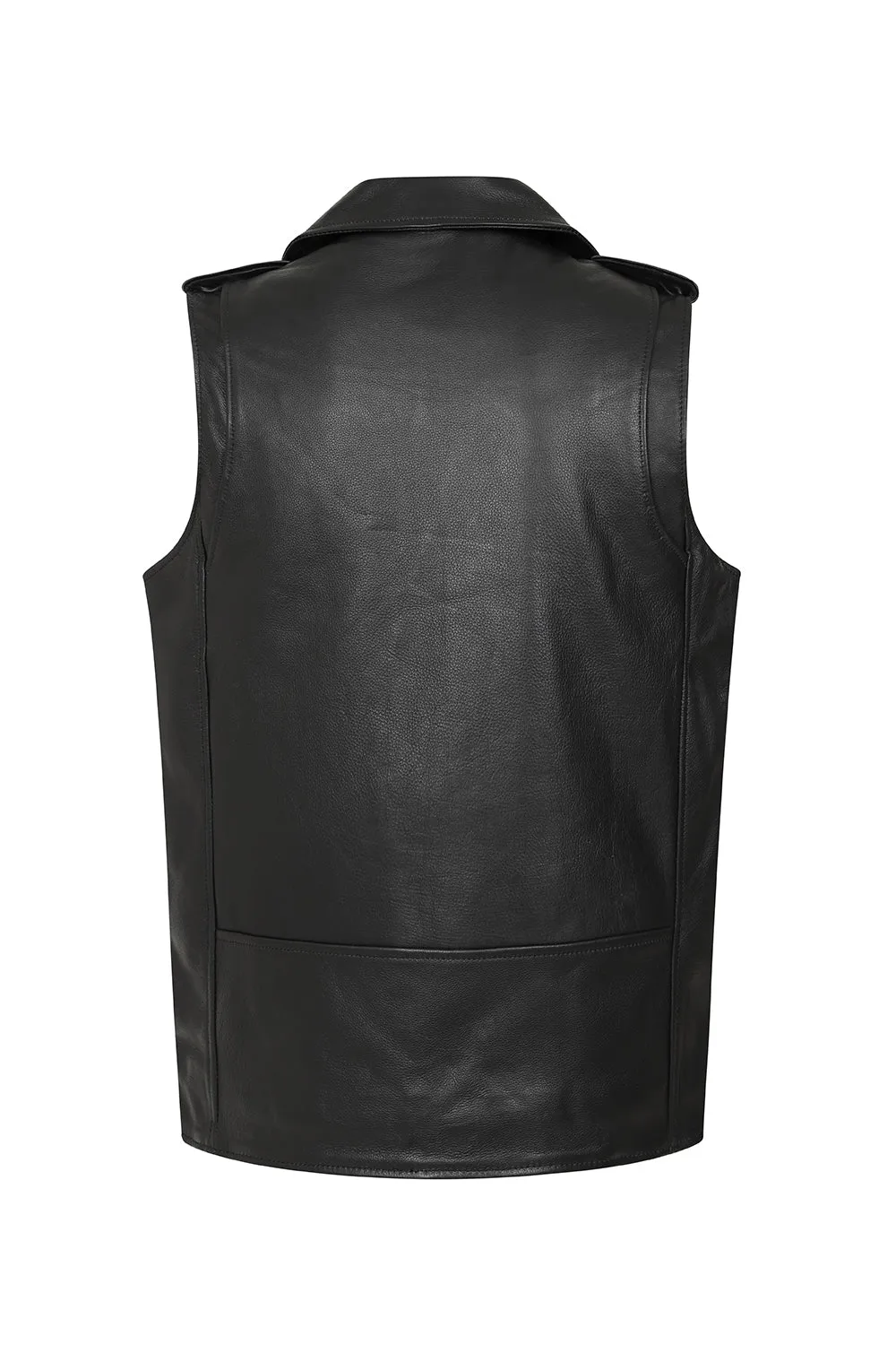 Men's Sleeveless Real Leather Biker Jacket - FONZY SLEEVELESS 198