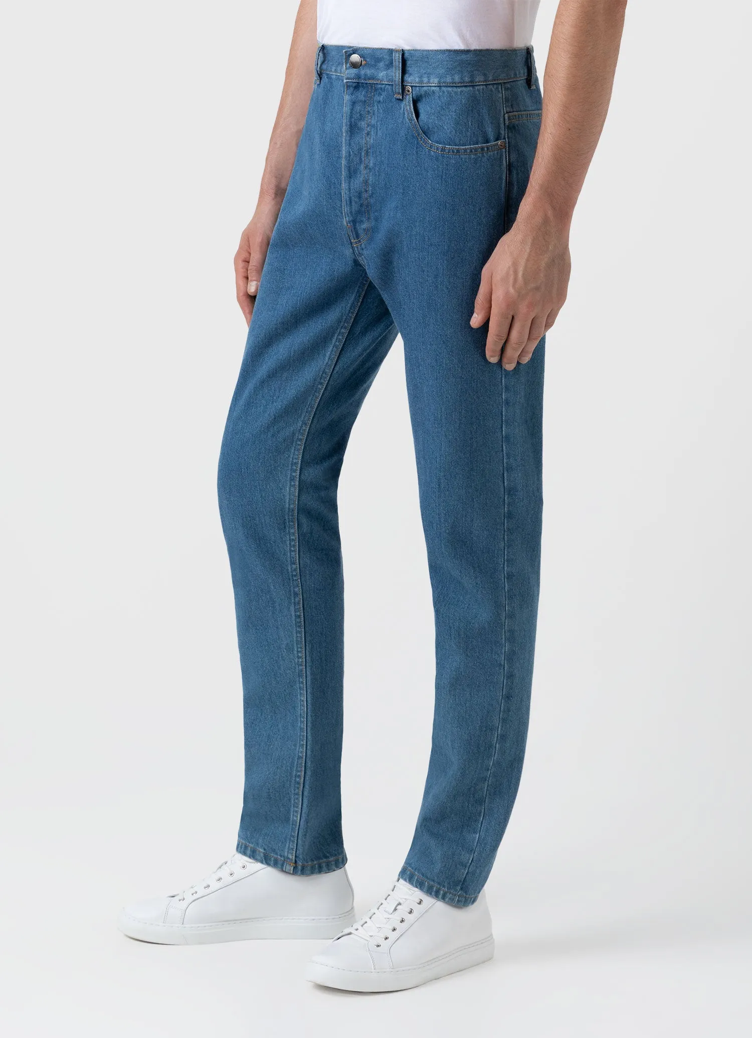 Men's Slim Fit Jeans in Mid Wash Denim