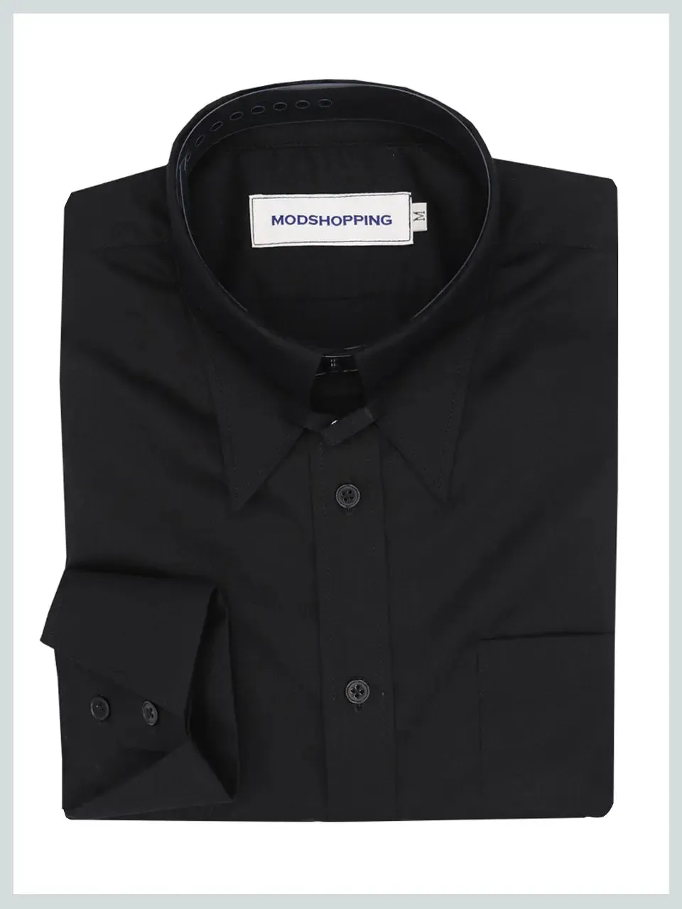 Men's Tab Collar Shirt - Black Tab Collar Shirt