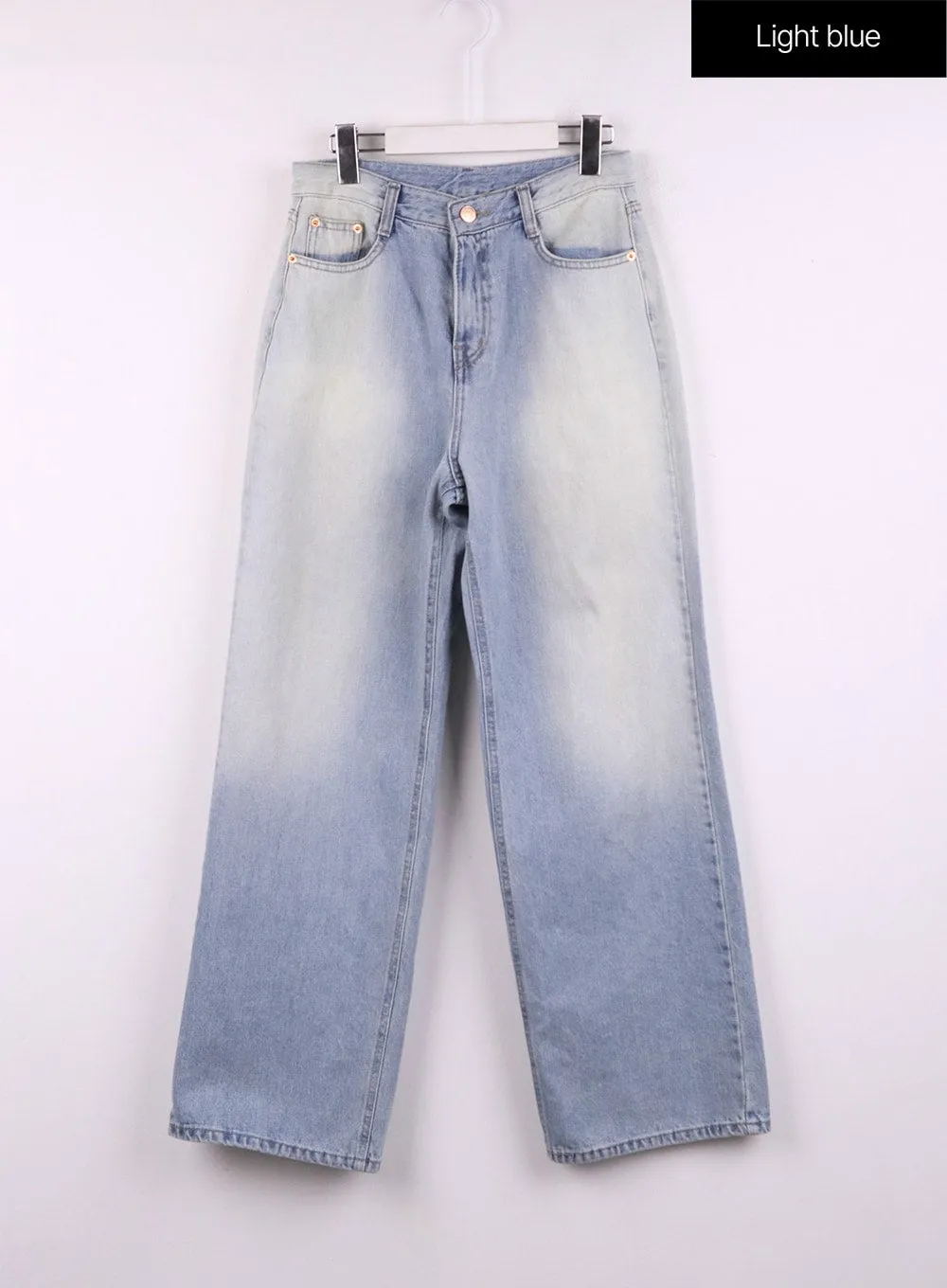 Mid Waist Wide Leg Pocket Jeans CJ425