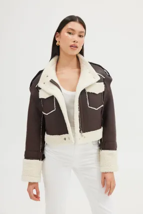 Mila Faux Leather Jacket - Chocolate