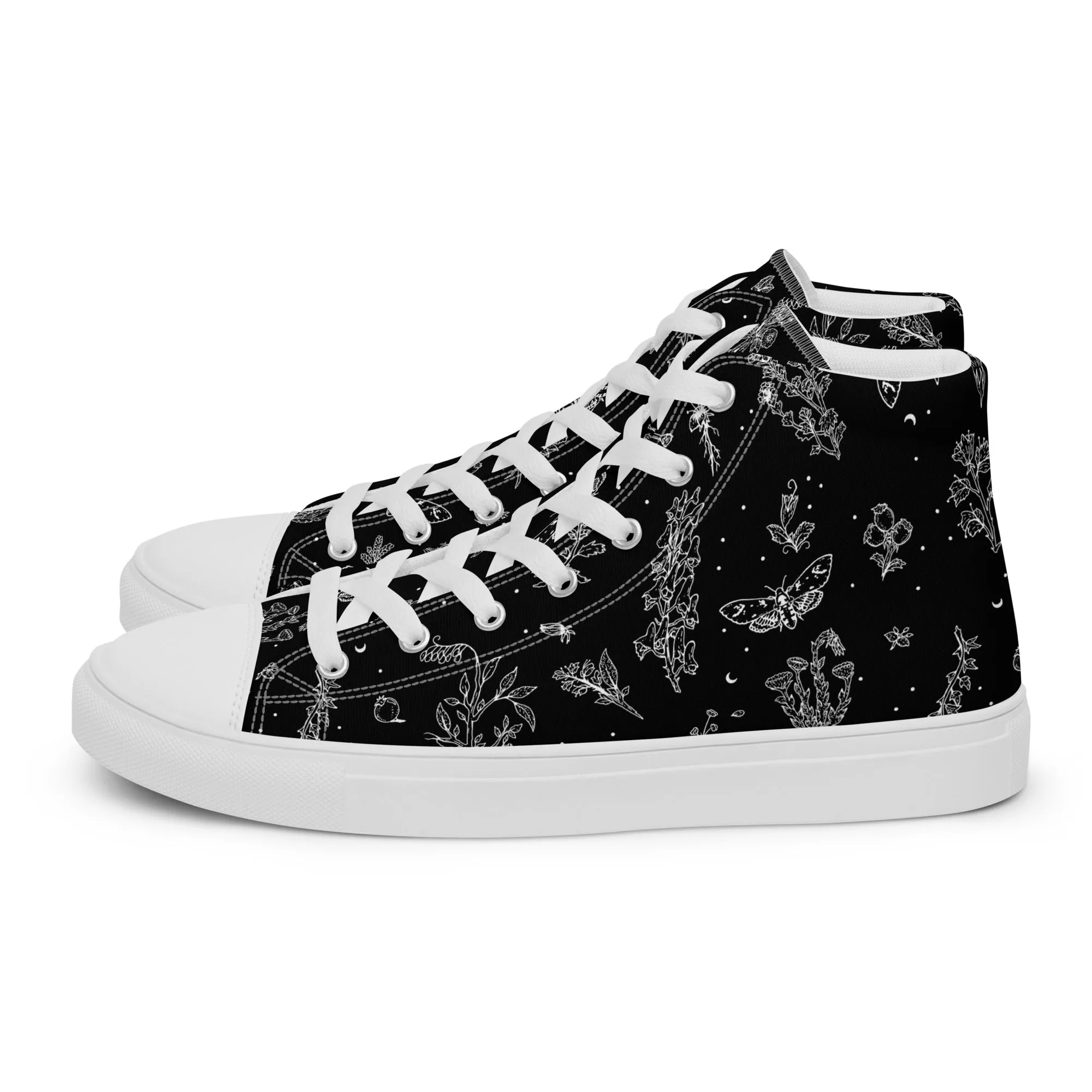 Nightshade Women’s High Top Shoes - Botanical Vegan Sneakers - Comfortable Goth Trainers - Witchy Grunge Dark Academia