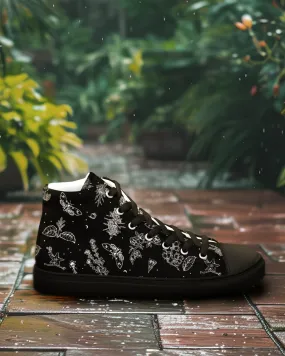 Nightshade Women’s High Top Shoes - Botanical Vegan Sneakers - Comfortable Goth Trainers - Witchy Grunge Dark Academia