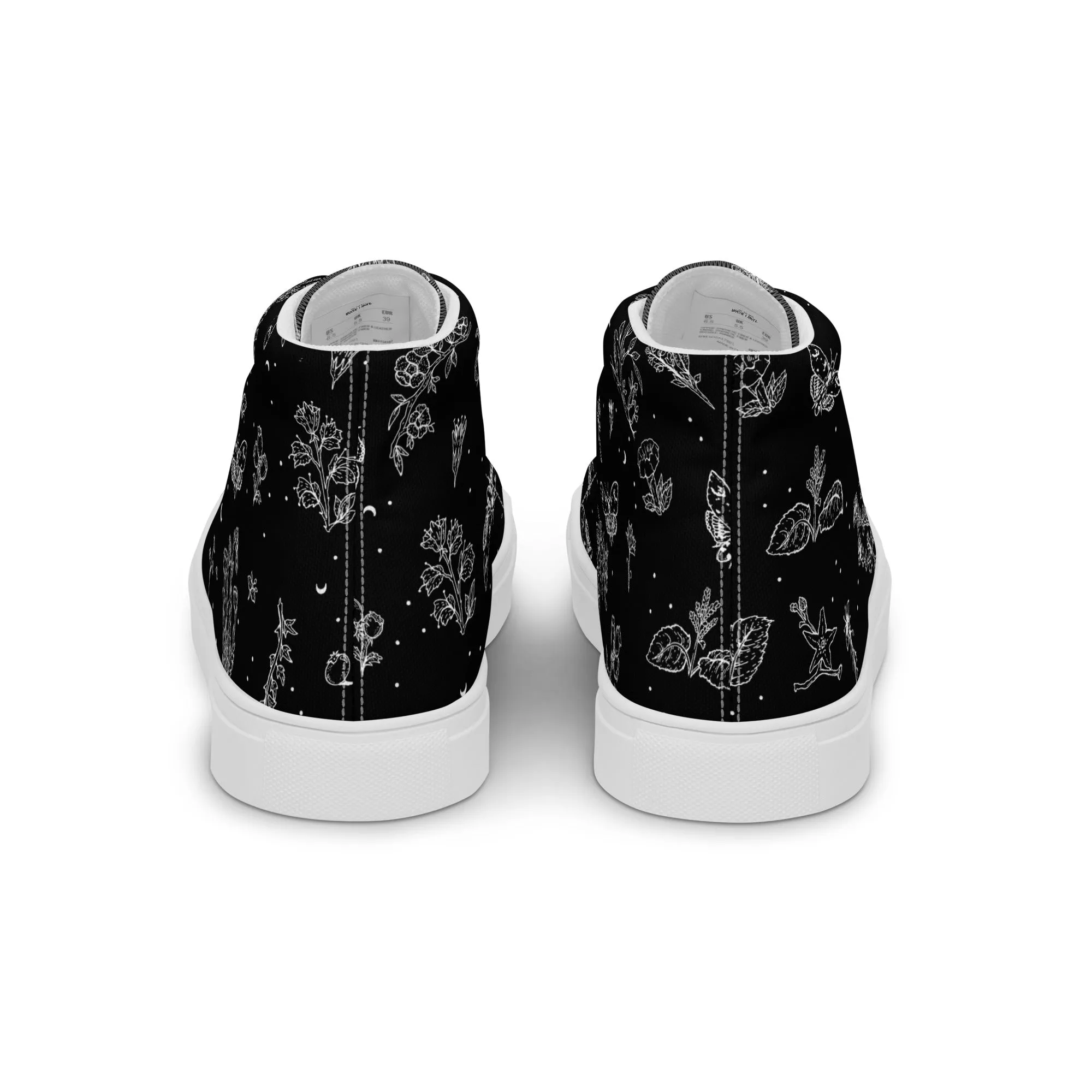 Nightshade Women’s High Top Shoes - Botanical Vegan Sneakers - Comfortable Goth Trainers - Witchy Grunge Dark Academia