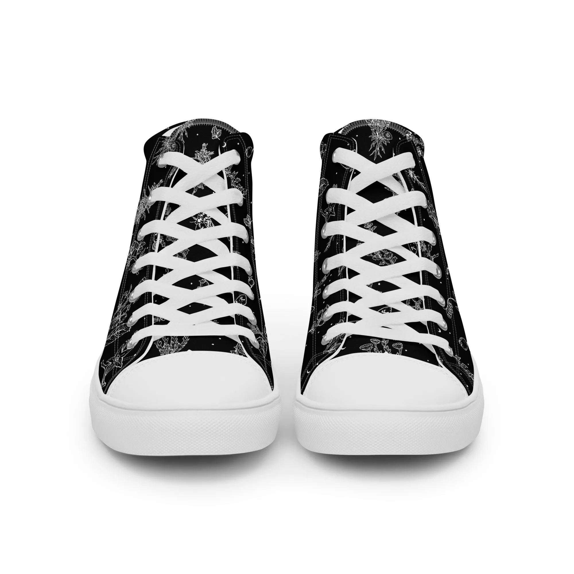 Nightshade Women’s High Top Shoes - Botanical Vegan Sneakers - Comfortable Goth Trainers - Witchy Grunge Dark Academia