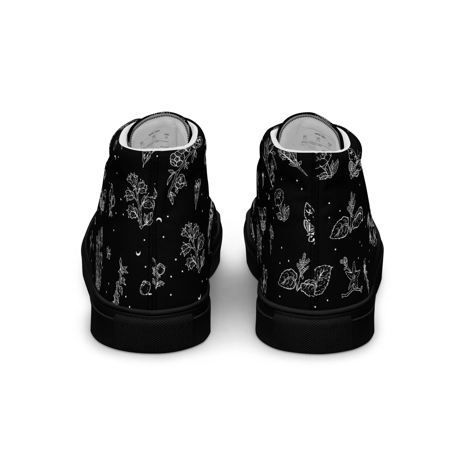 Nightshade Women’s High Top Shoes - Botanical Vegan Sneakers - Comfortable Goth Trainers - Witchy Grunge Dark Academia