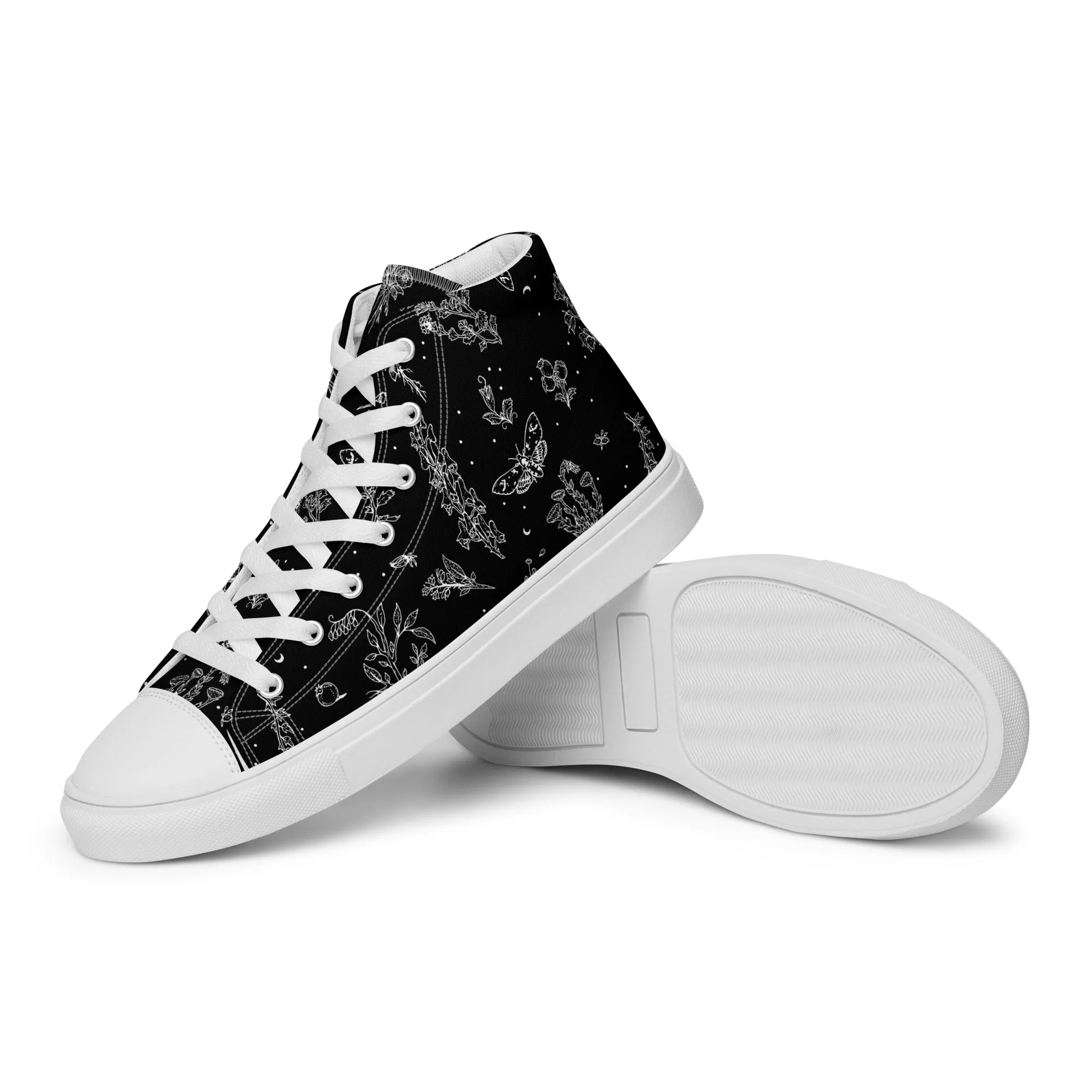 Nightshade Women’s High Top Shoes - Botanical Vegan Sneakers - Comfortable Goth Trainers - Witchy Grunge Dark Academia