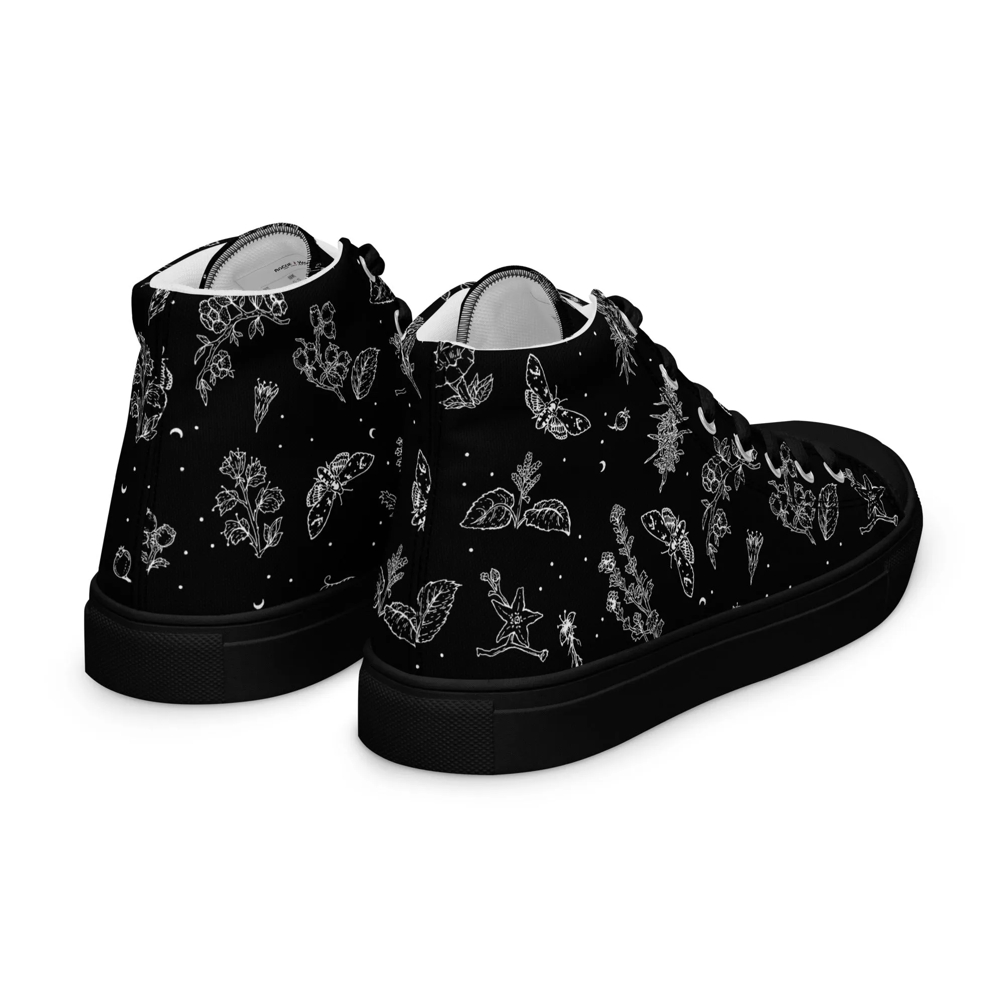 Nightshade Women’s High Top Shoes - Botanical Vegan Sneakers - Comfortable Goth Trainers - Witchy Grunge Dark Academia